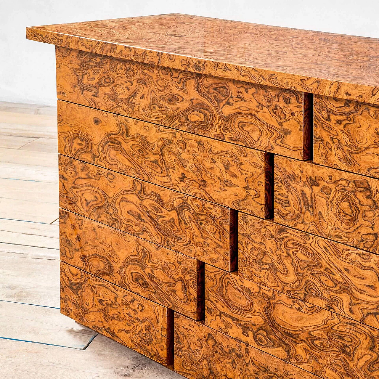 Walnut chest of drawers with ten drawers attributed to Willy Rizzo, 1970s 2