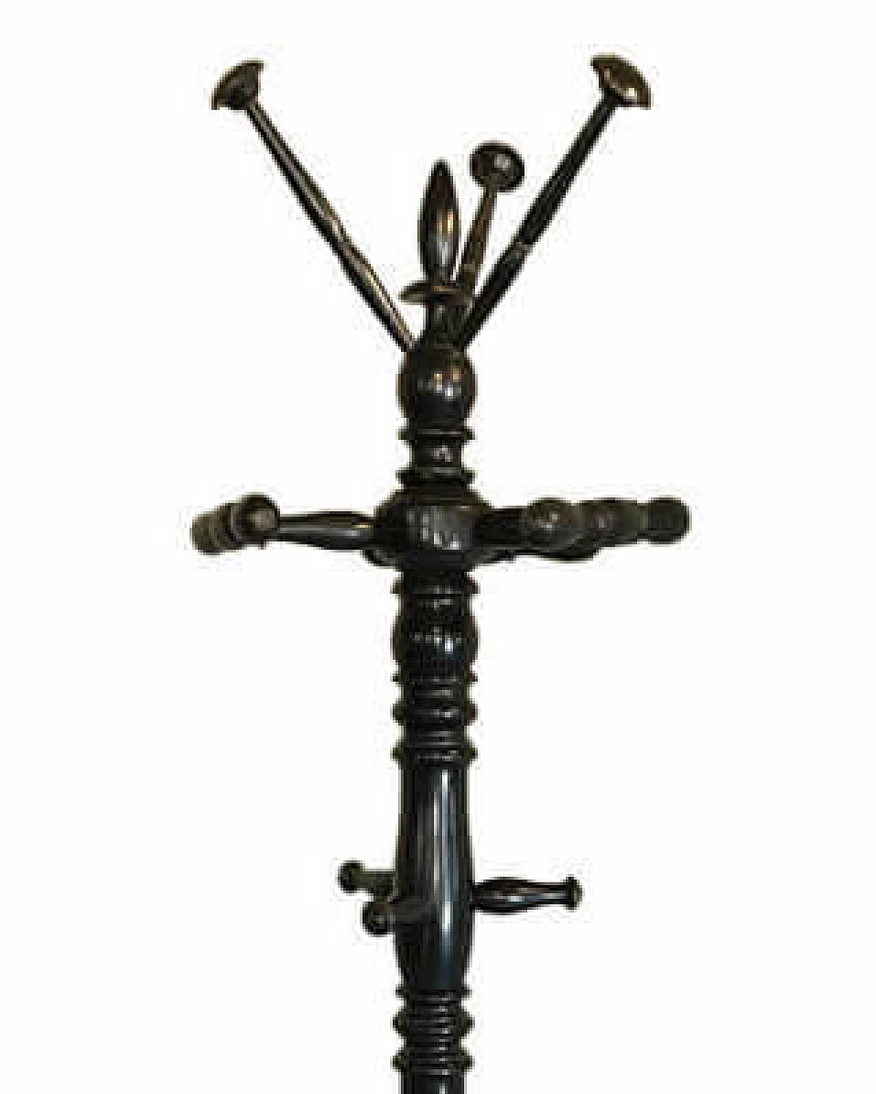 Walnut turned and ebonised column coat stand, mid-19th century 3