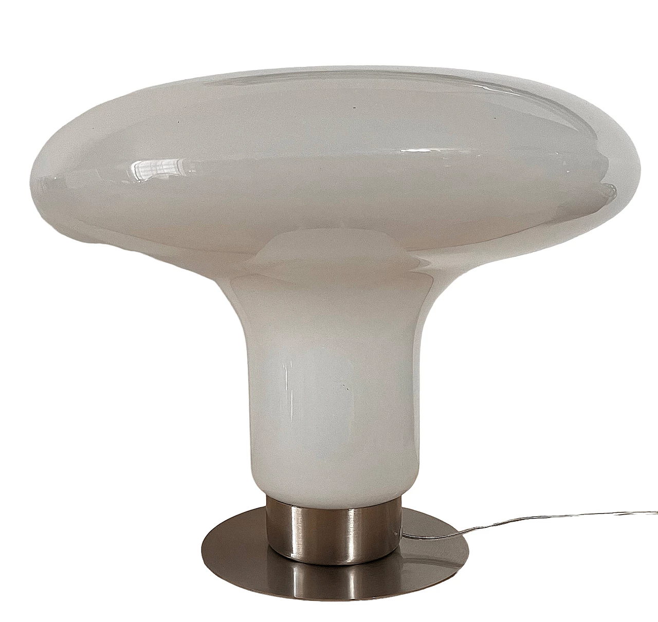 White Murano glass and aluminum table lamp, 1980s 11