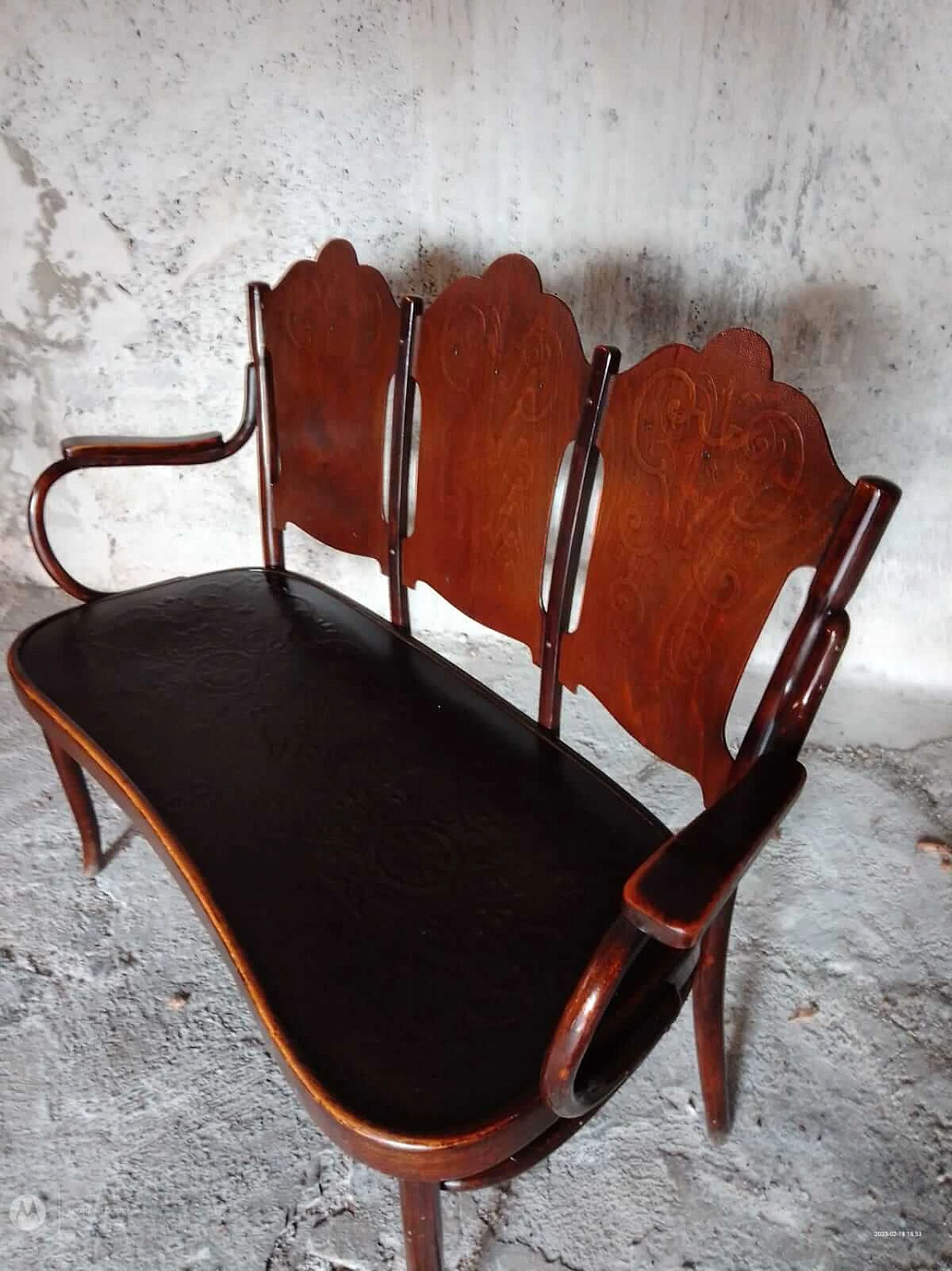 Panca a tre posti in faggio curvato di Thonet, fine '800 10