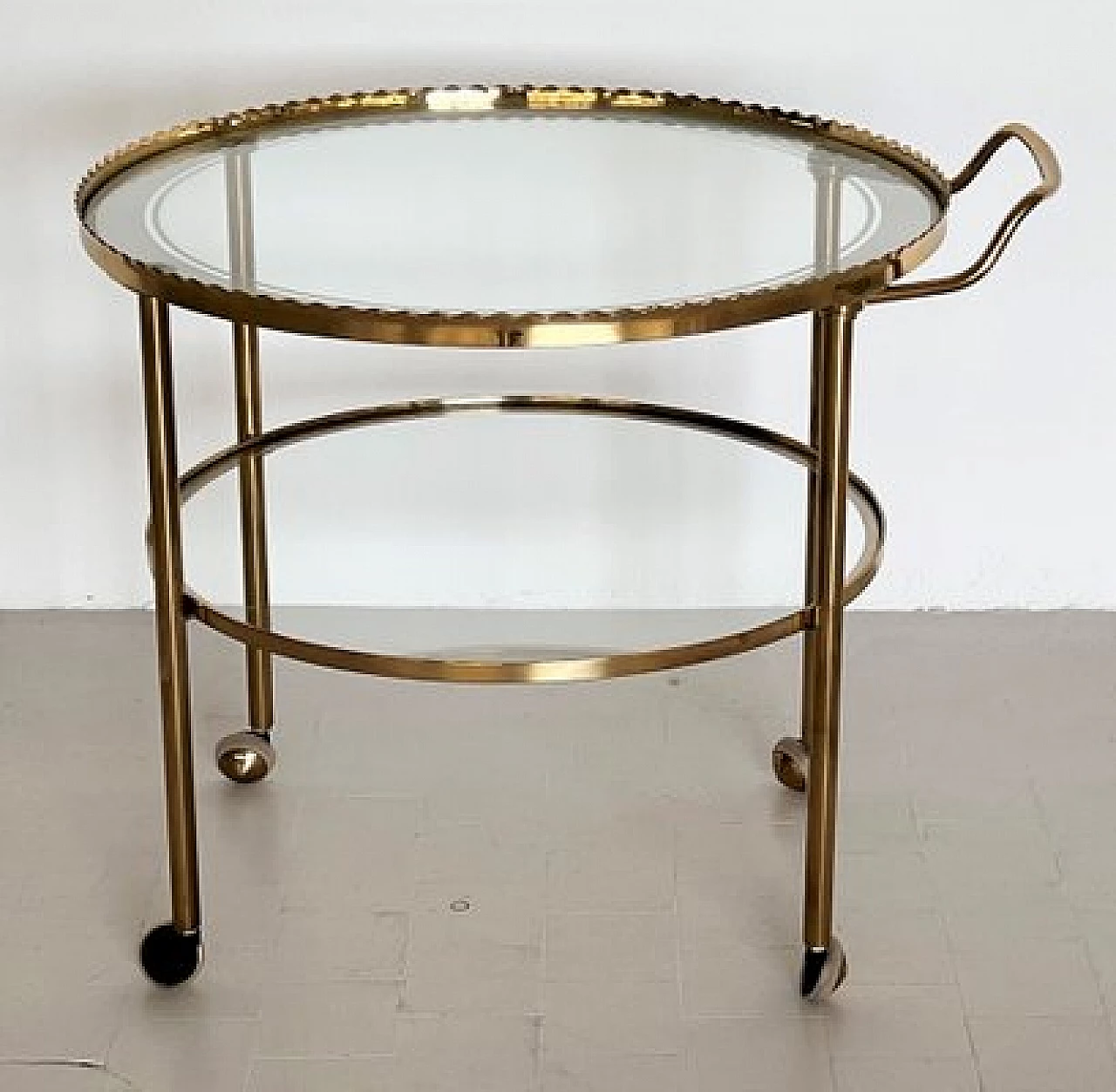 Brass and glass trolley from Vereinigte Werkstätten Collection, 1960s 6