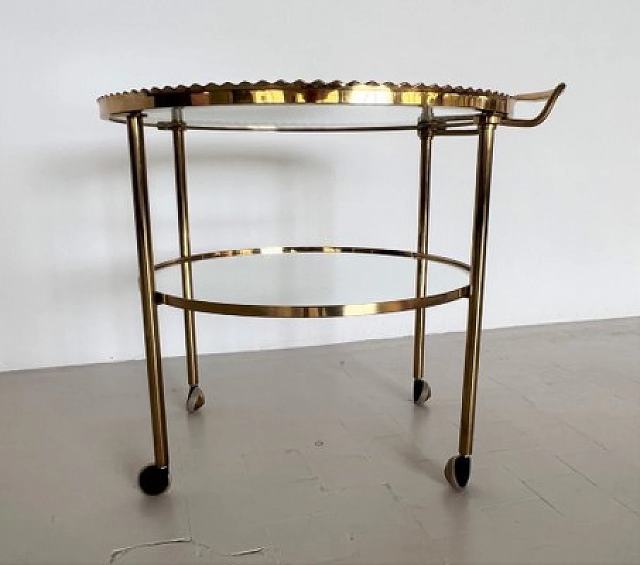 Brass and glass trolley from Vereinigte Werkstätten Collection, 1960s 9