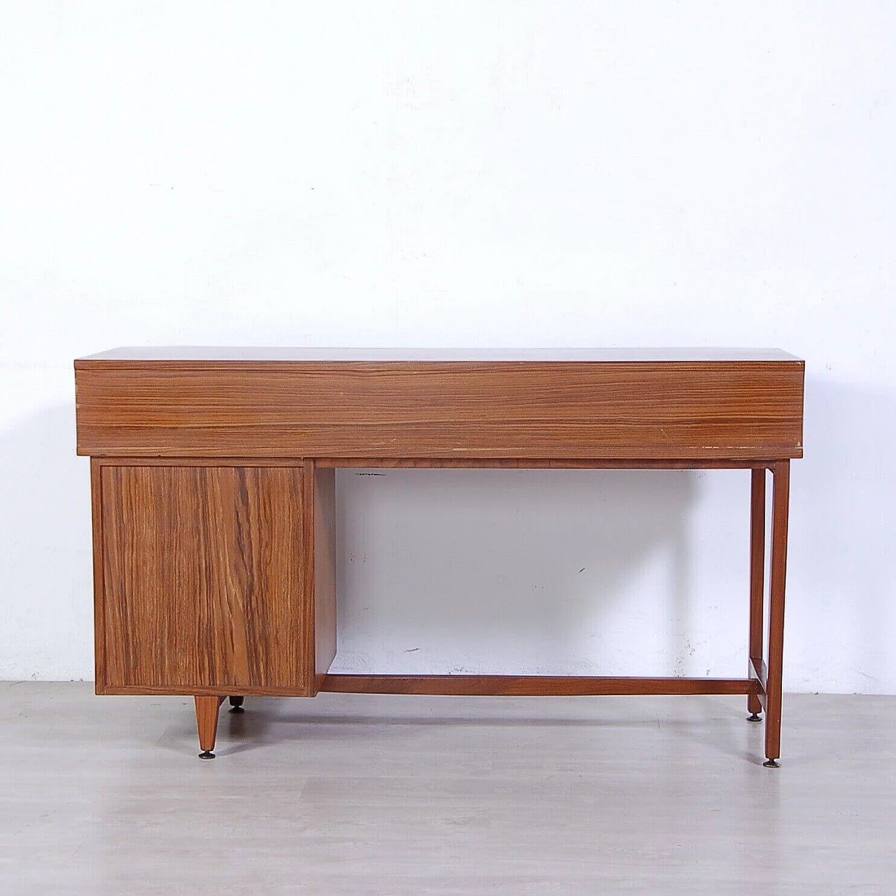 Wood wall-mounted bookcase with desk, 1950s 13