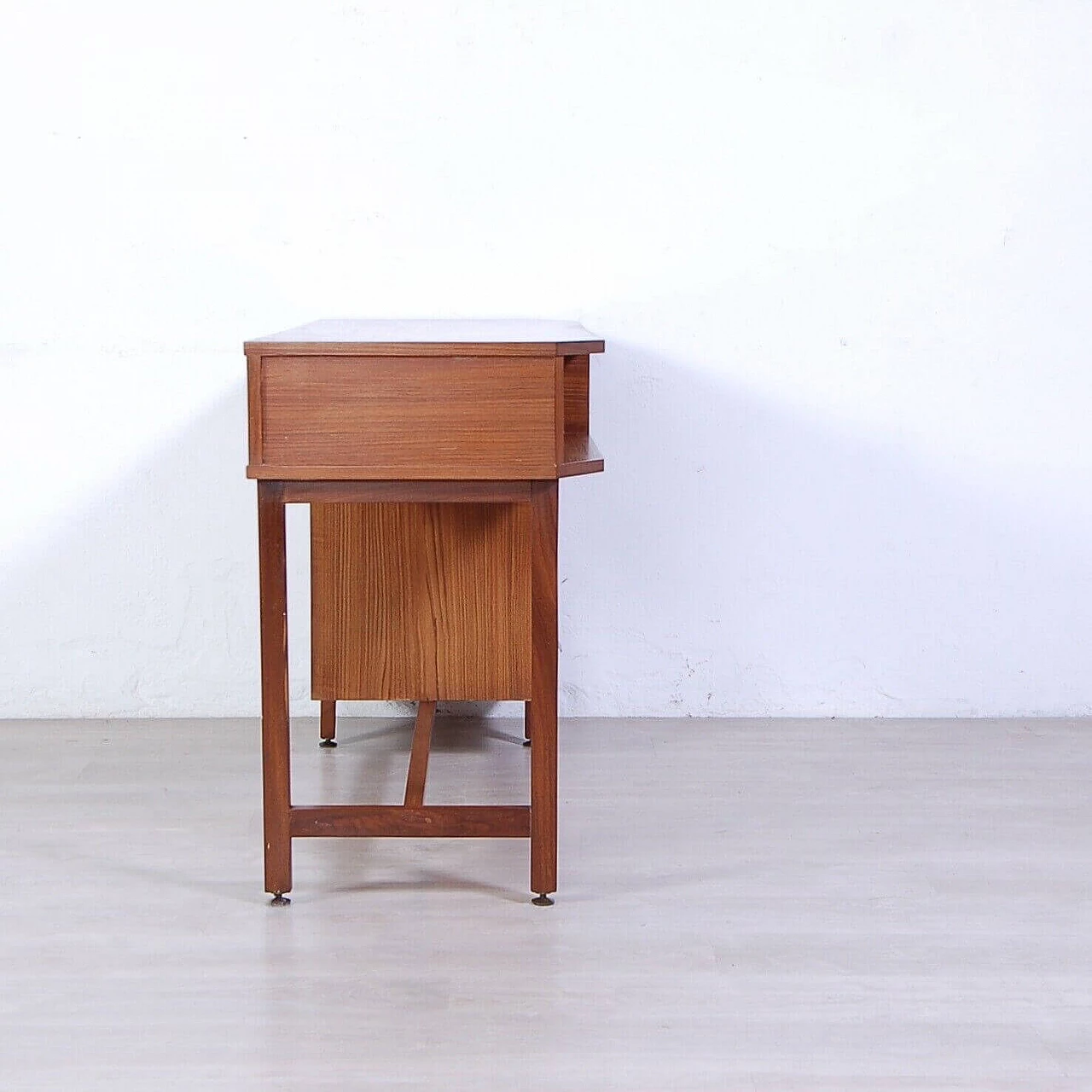 Wood wall-mounted bookcase with desk, 1950s 14