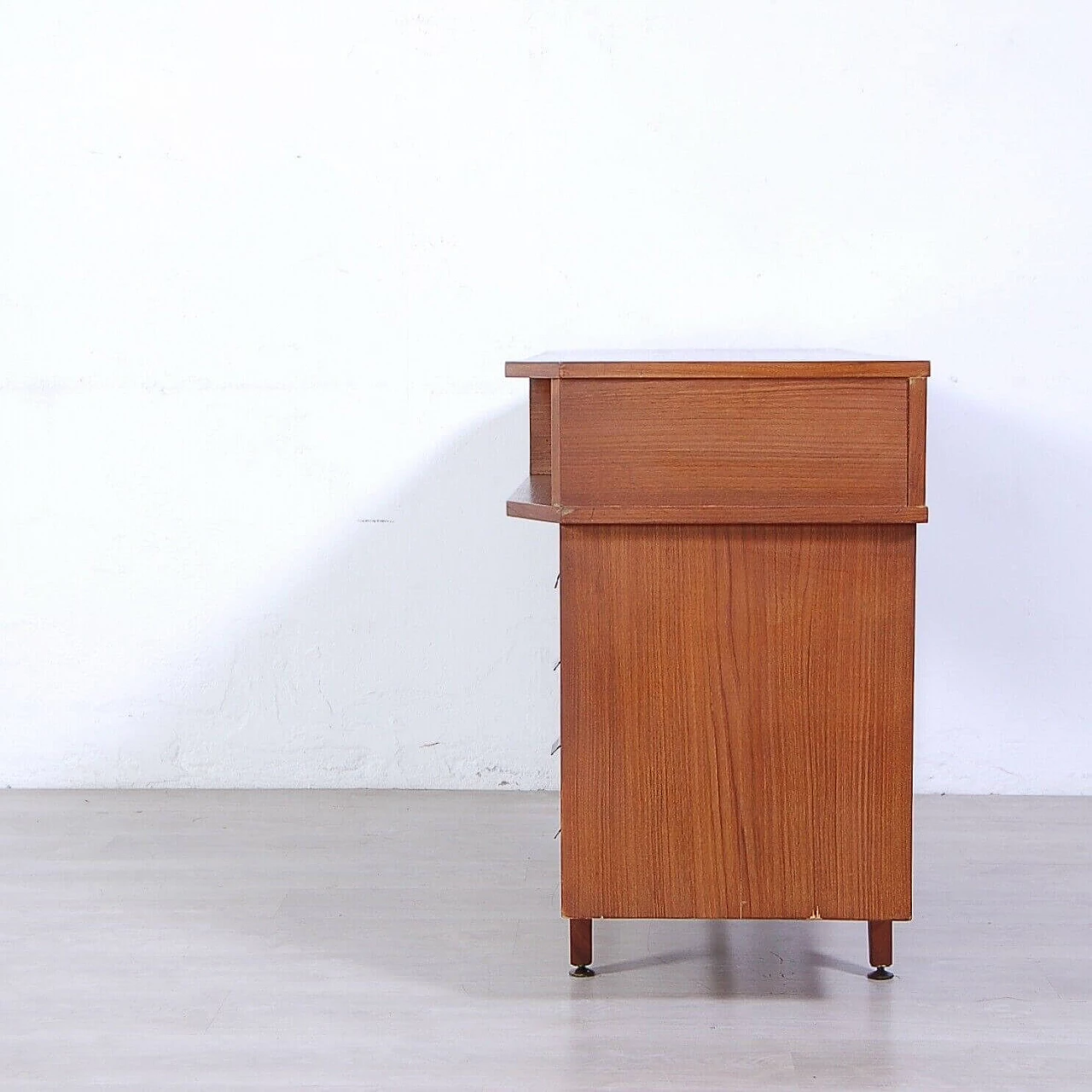 Wood wall-mounted bookcase with desk, 1950s 15