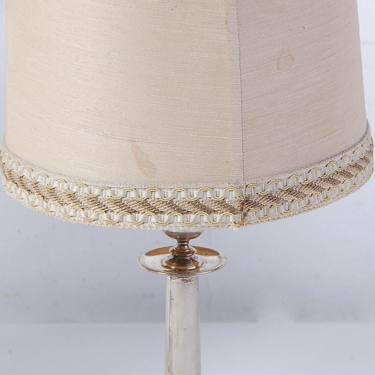 Pair of silver table lamps with fabric lampshade 7