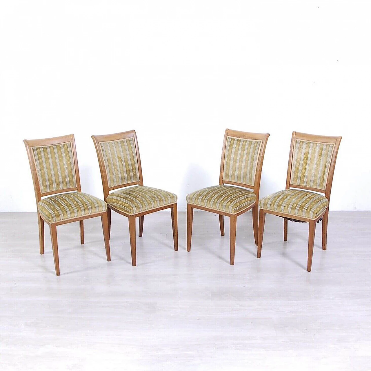 8 Art Deco chairs in wood and velvet, 1940s 8