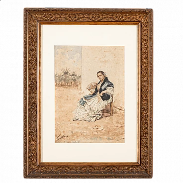 Joaquin Agrasot, La Gitane, watercolor, 19th century