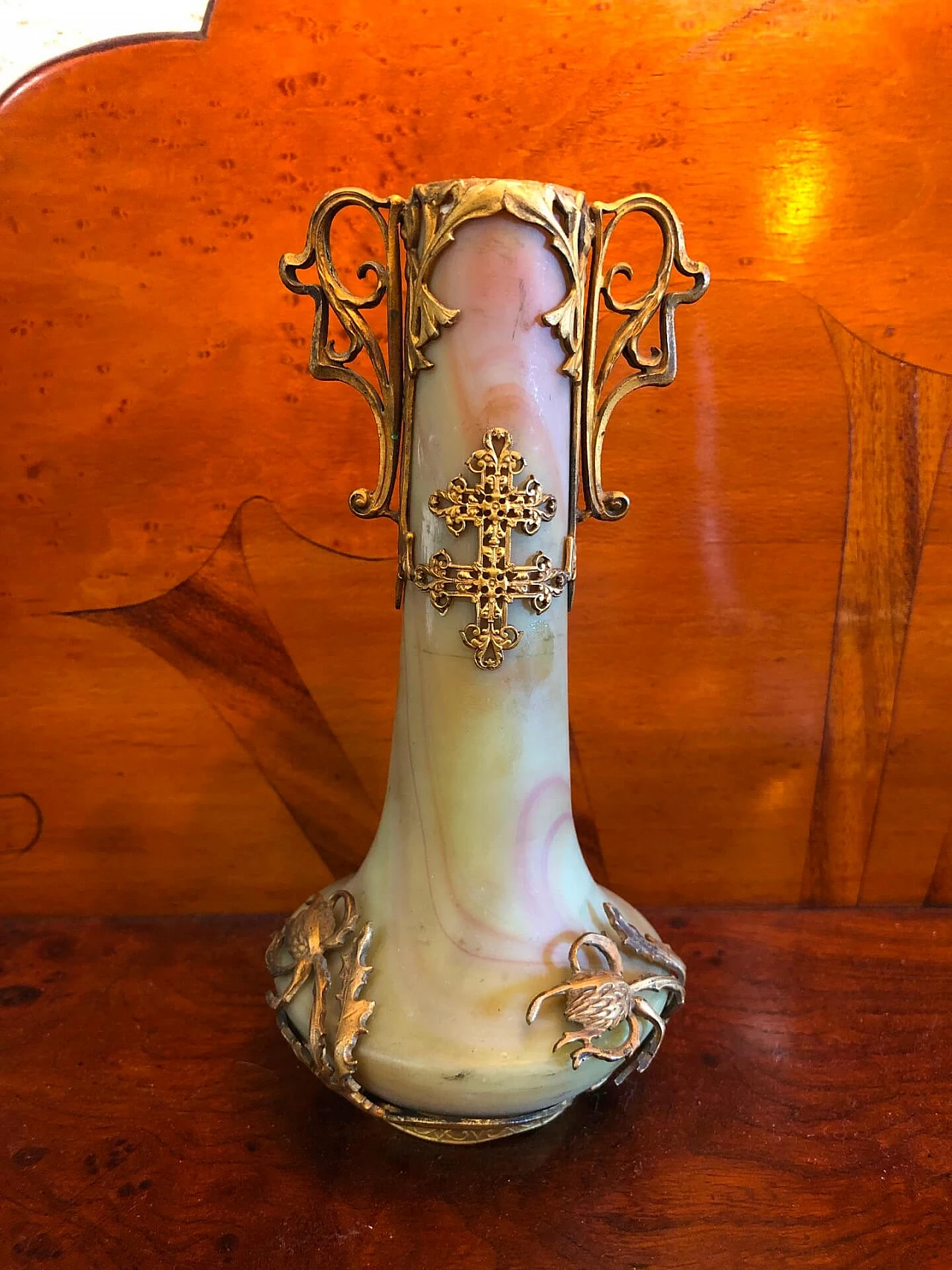 Sevres vase in glass paste with gilded metal applications, early 20th century 2