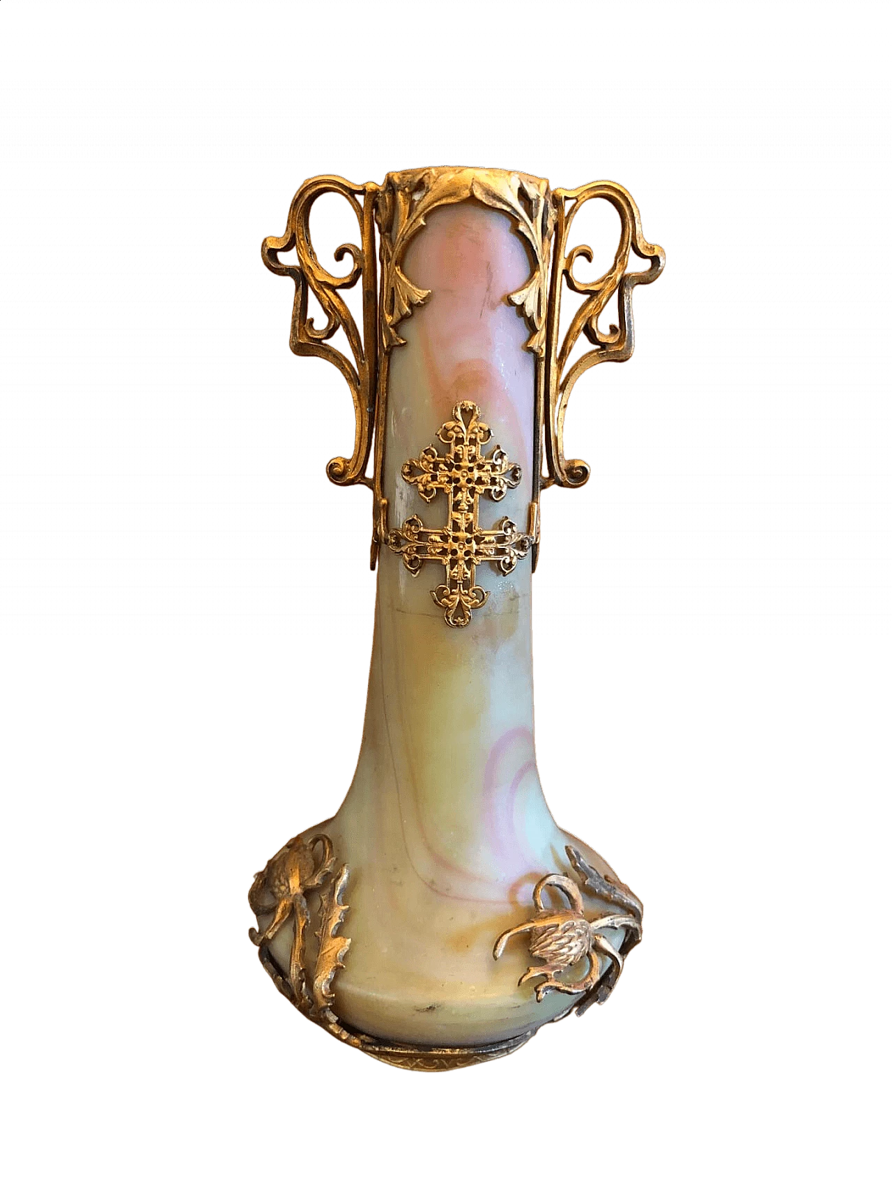 Sevres vase in glass paste with gilded metal applications, early 20th century 4