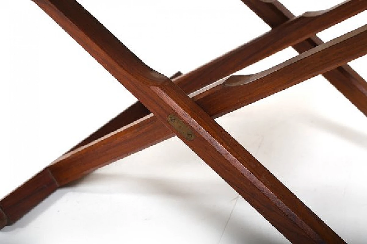 Danish teak and leather folding stool, 1960s 8