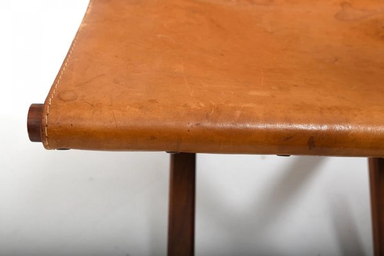 Danish teak and leather folding stool, 1960s 11