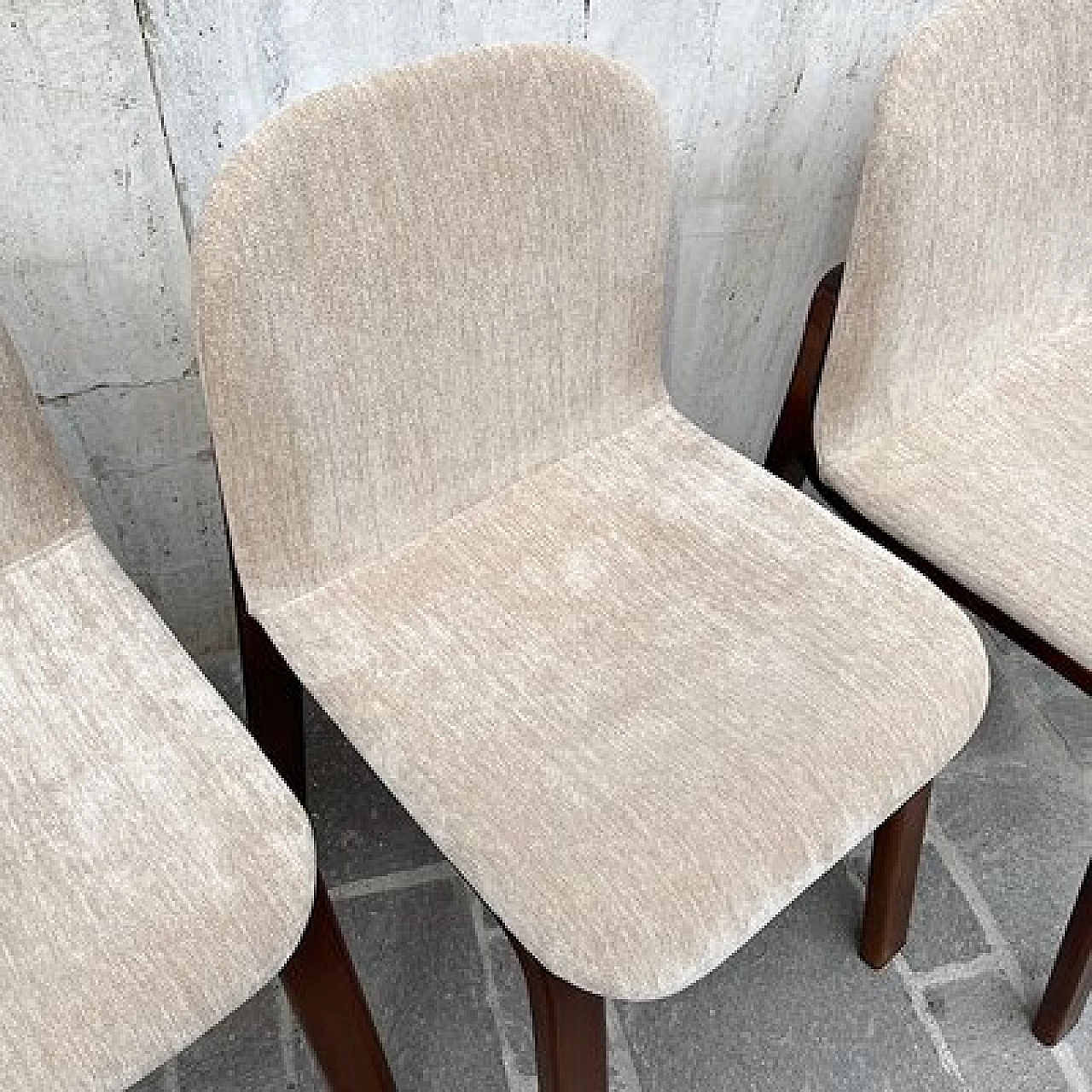 4 Upholstered cotton velvet chairs, 1970s 7