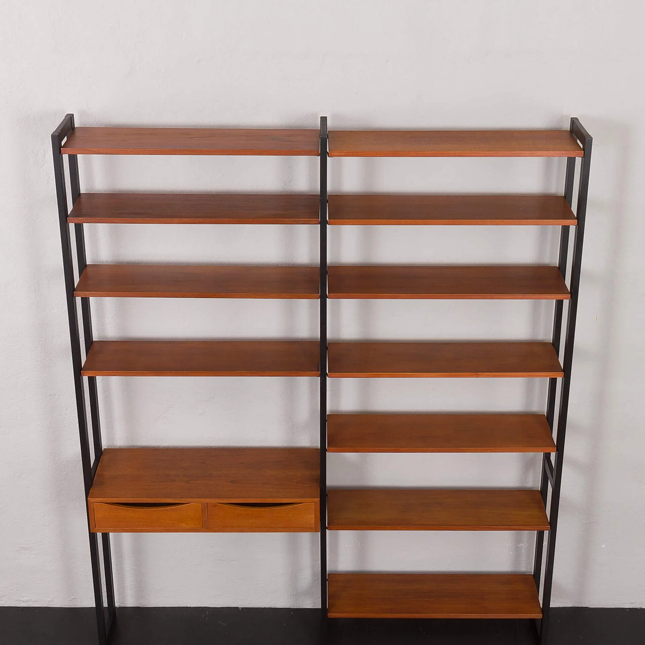 Teak and metal bookcase with desk by Ollie Borg for Asko, 1960s 5