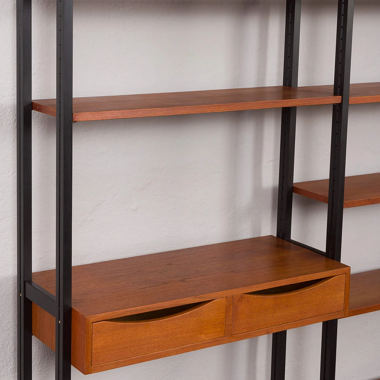 Teak and metal bookcase with desk by Ollie Borg for Asko, 1960s 6