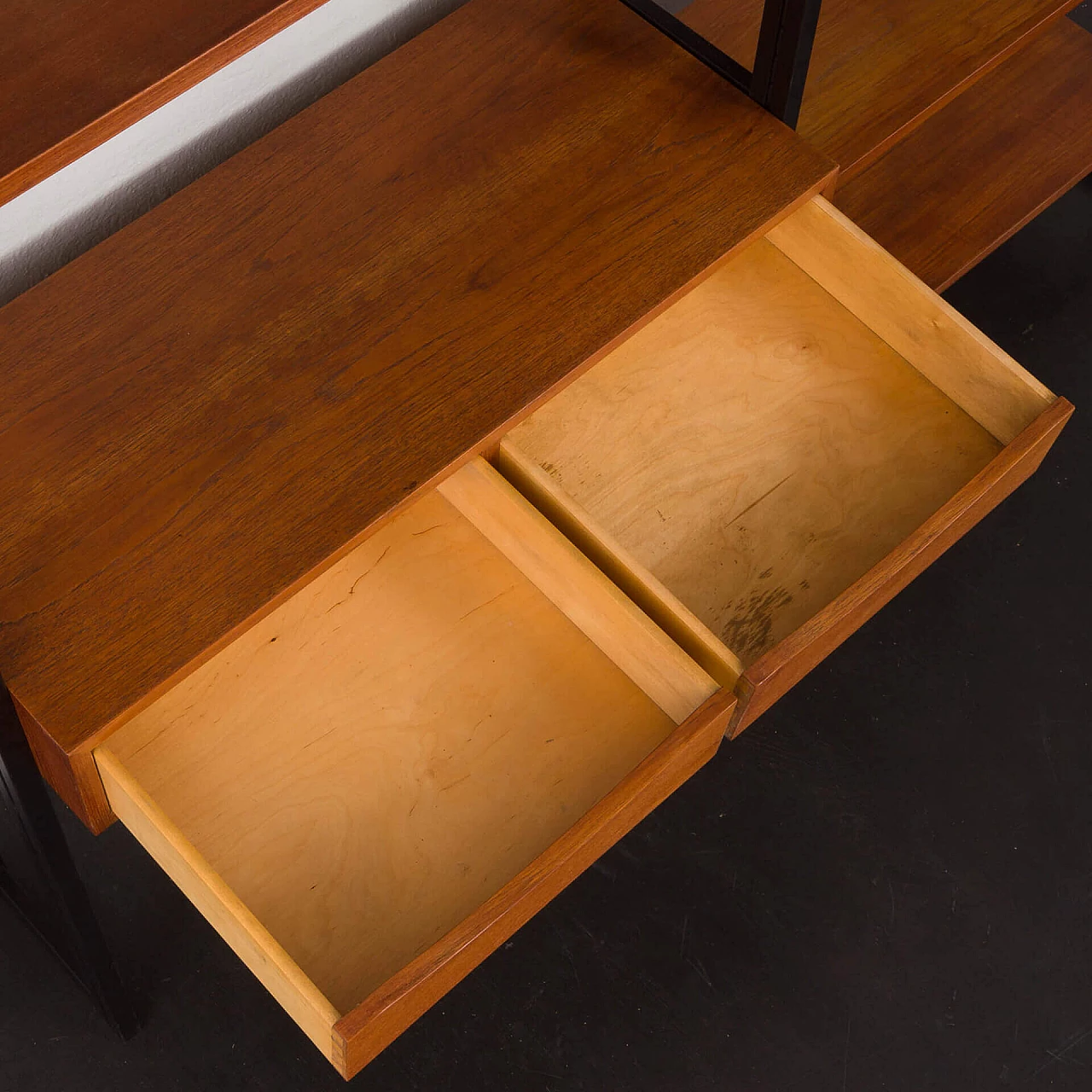 Teak and metal bookcase with desk by Ollie Borg for Asko, 1960s 7