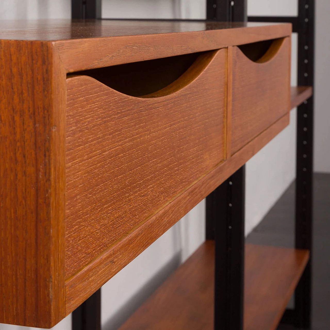 Teak and metal bookcase with desk by Ollie Borg for Asko, 1960s 8