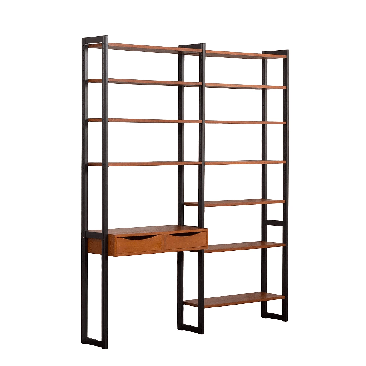 Teak and metal bookcase with desk by Ollie Borg for Asko, 1960s 12