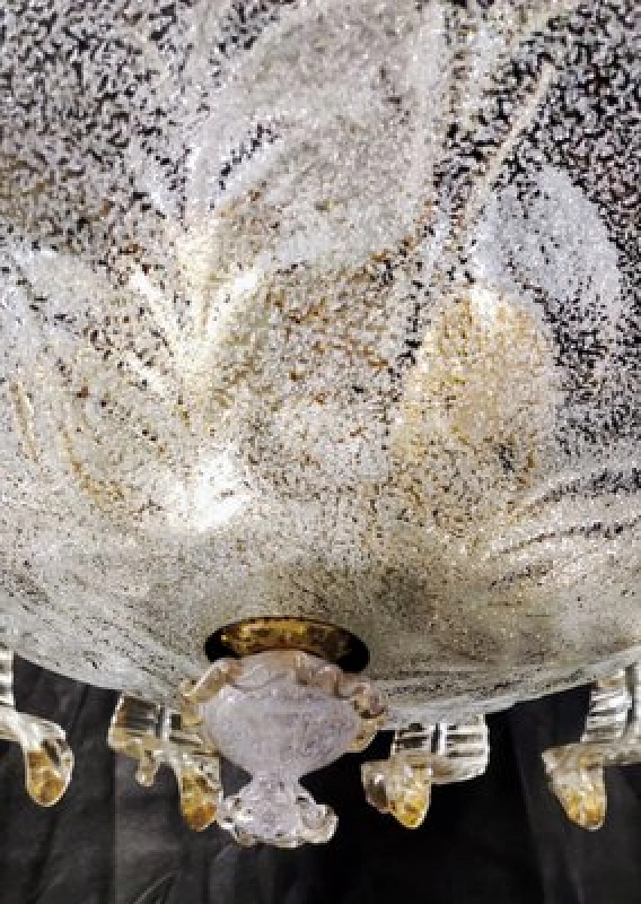 Gilded Murano glass chandelier with crystal leaves, 1980s 4