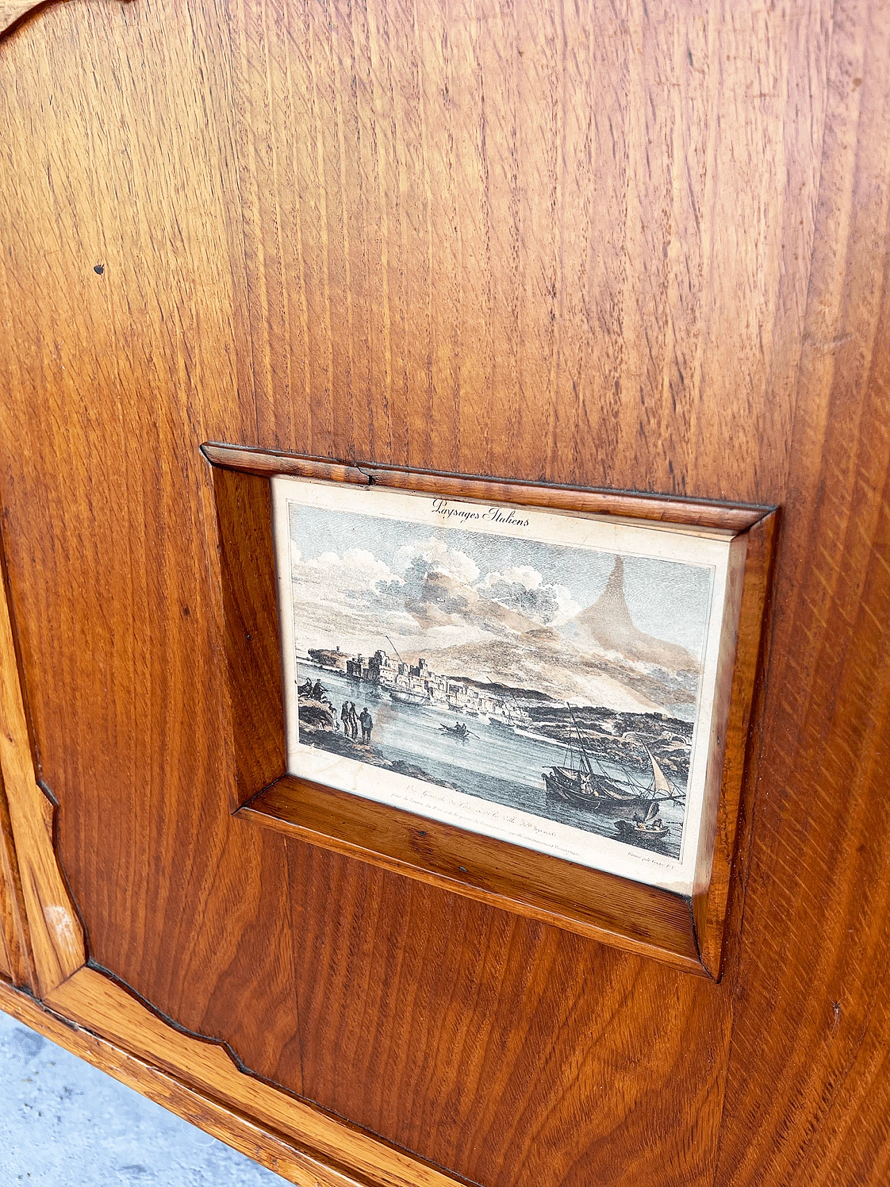 Sideboard in carved, inlaid and decorated oak, 1950s 7