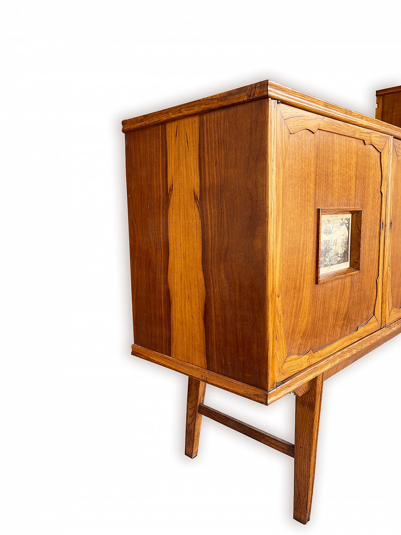 Sideboard in carved, inlaid and decorated oak, 1950s 14