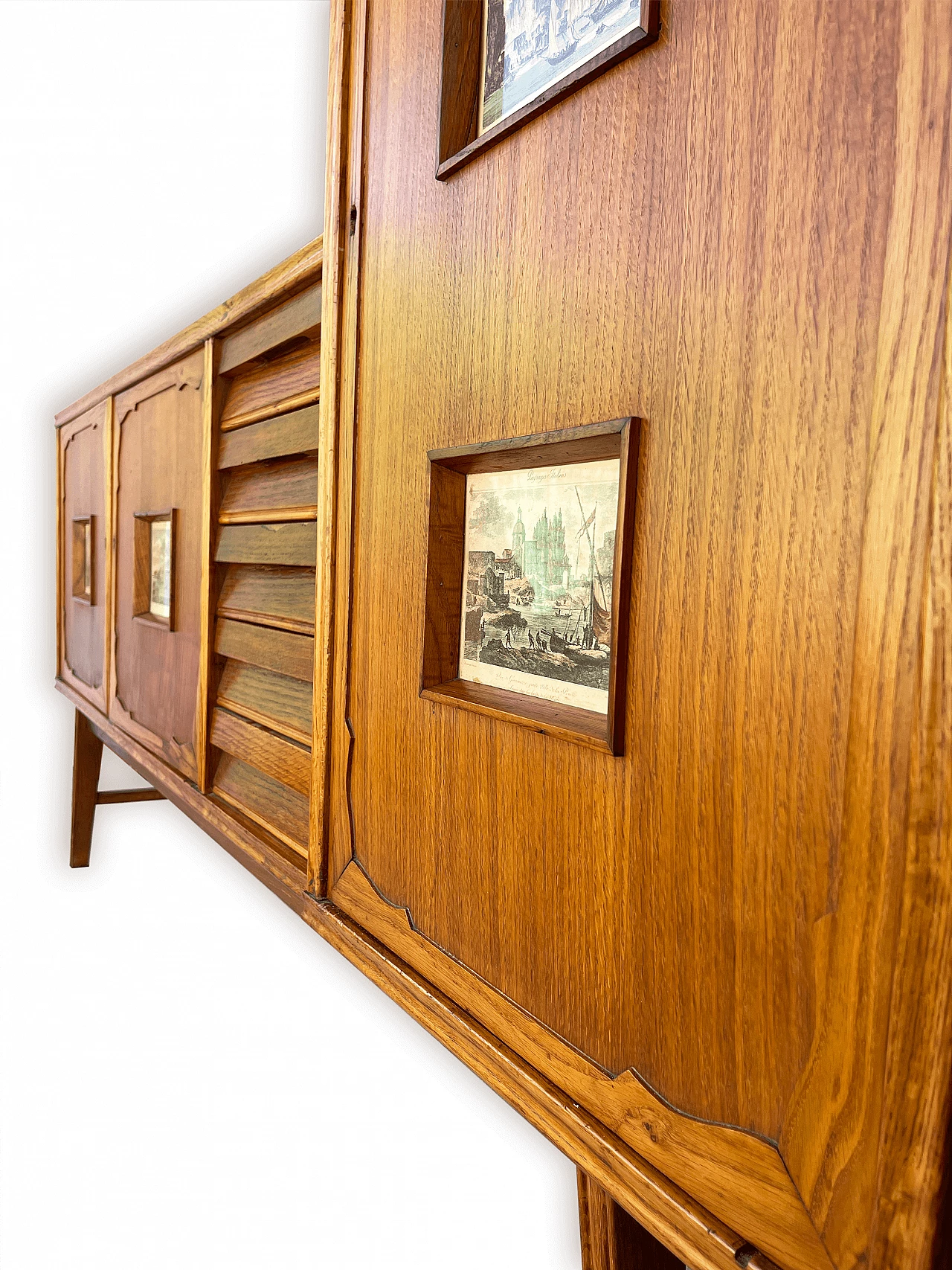 Sideboard in carved, inlaid and decorated oak, 1950s 19