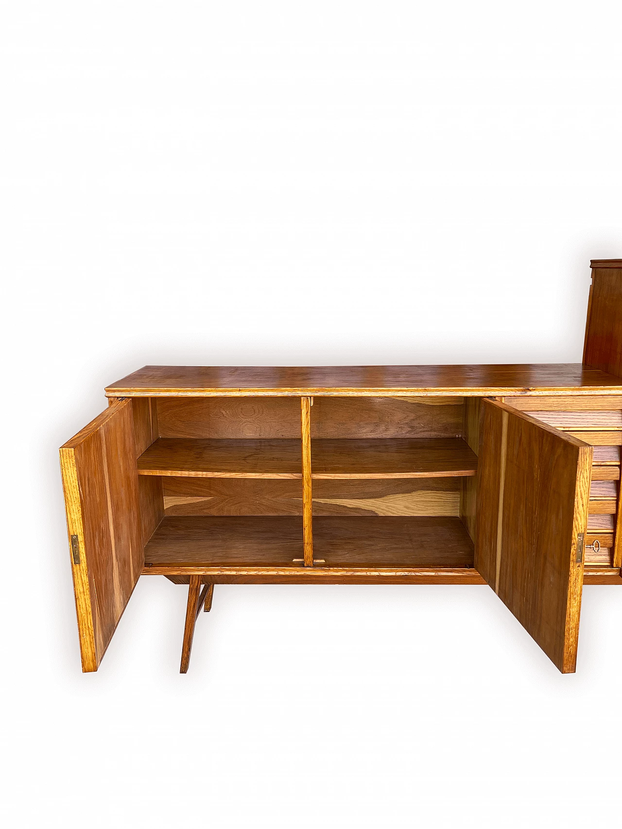 Sideboard in carved, inlaid and decorated oak, 1950s 26