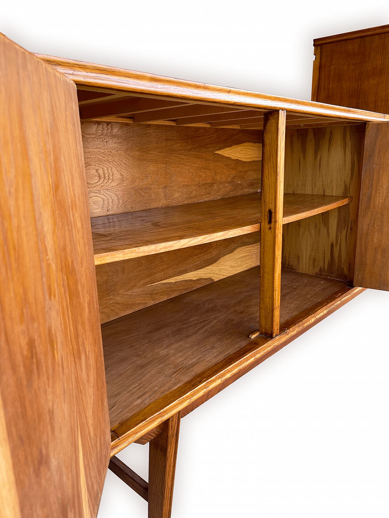 Sideboard in carved, inlaid and decorated oak, 1950s 27