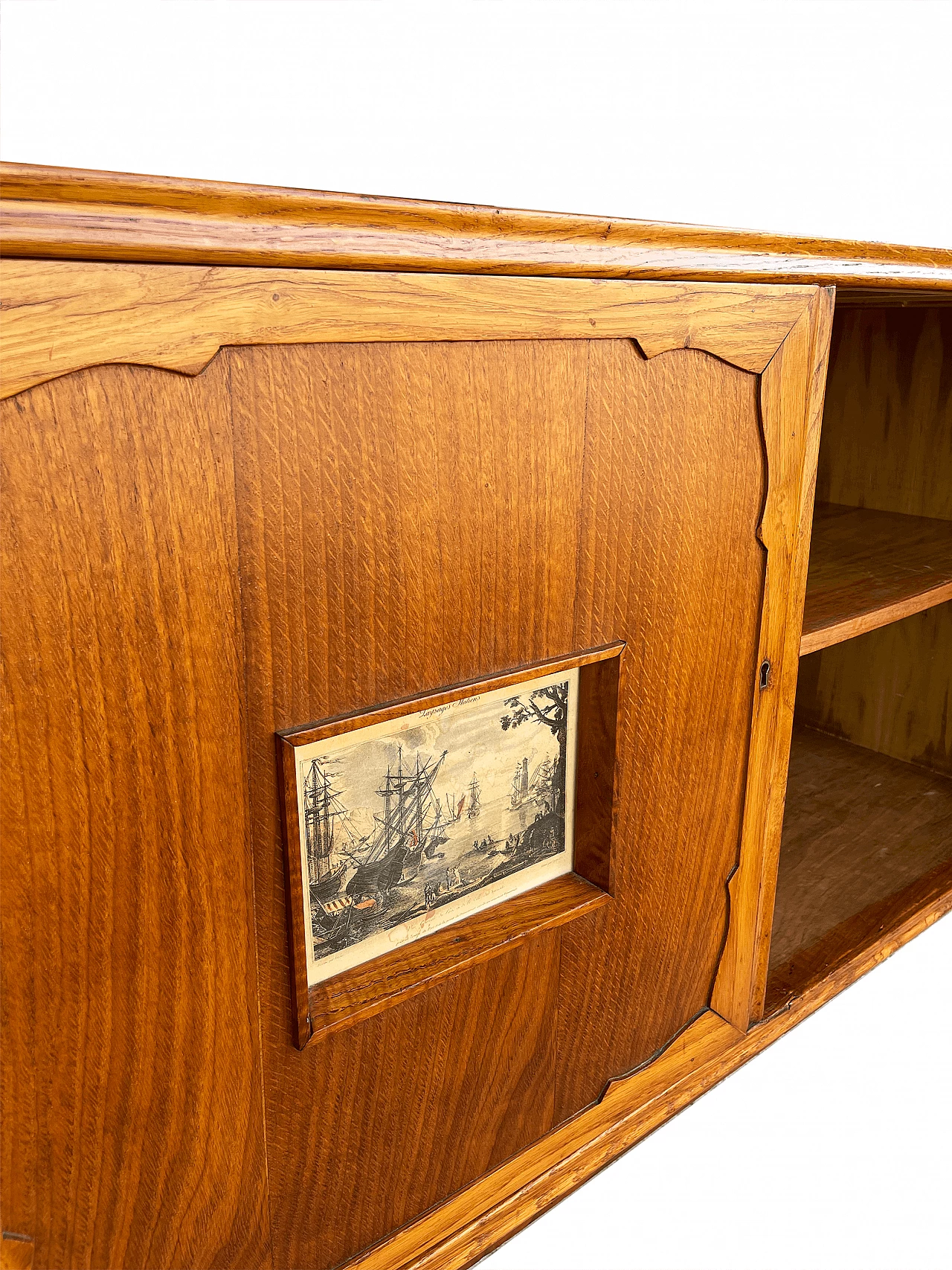 Sideboard in carved, inlaid and decorated oak, 1950s 29