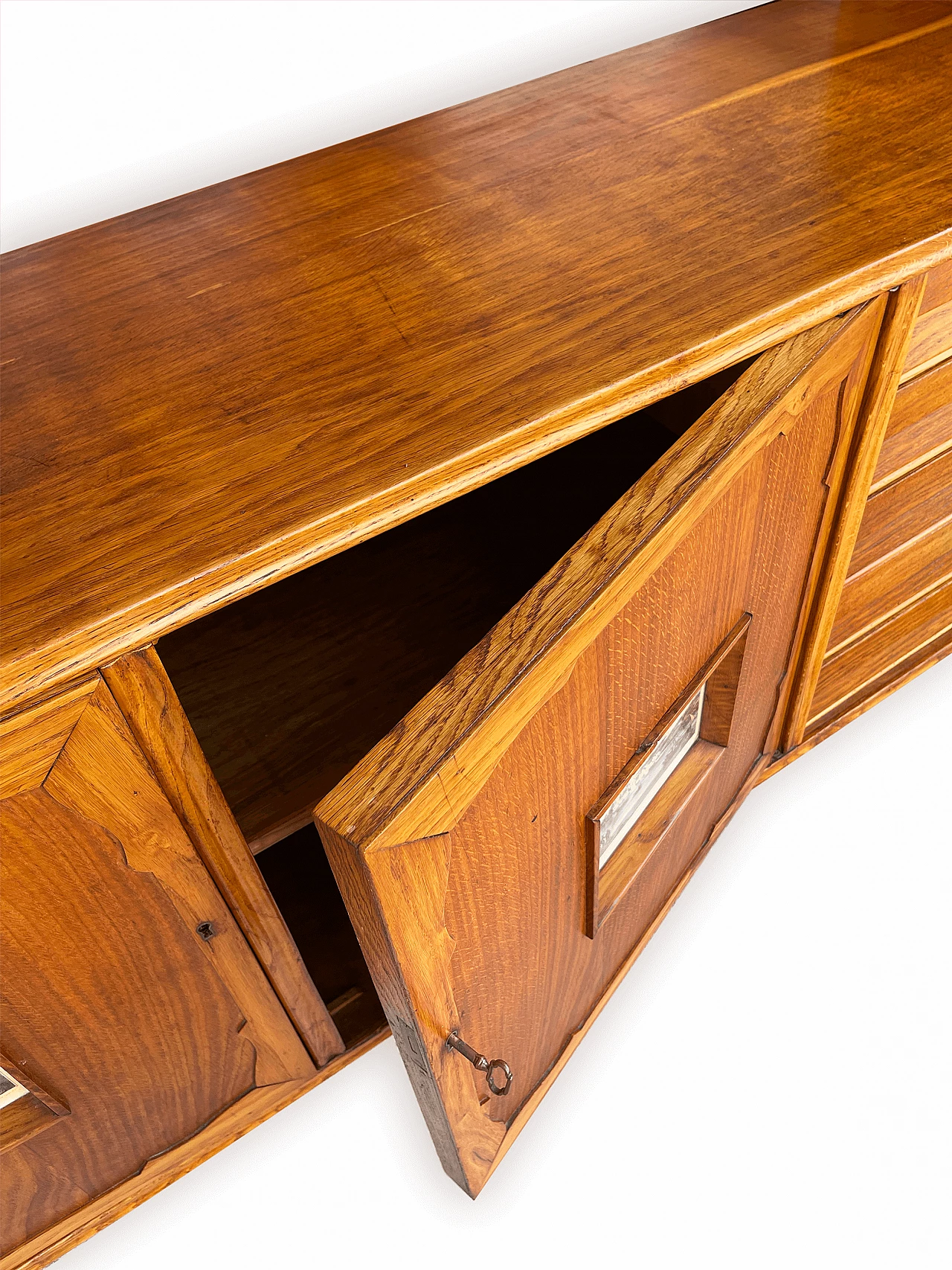 Sideboard in carved, inlaid and decorated oak, 1950s 30