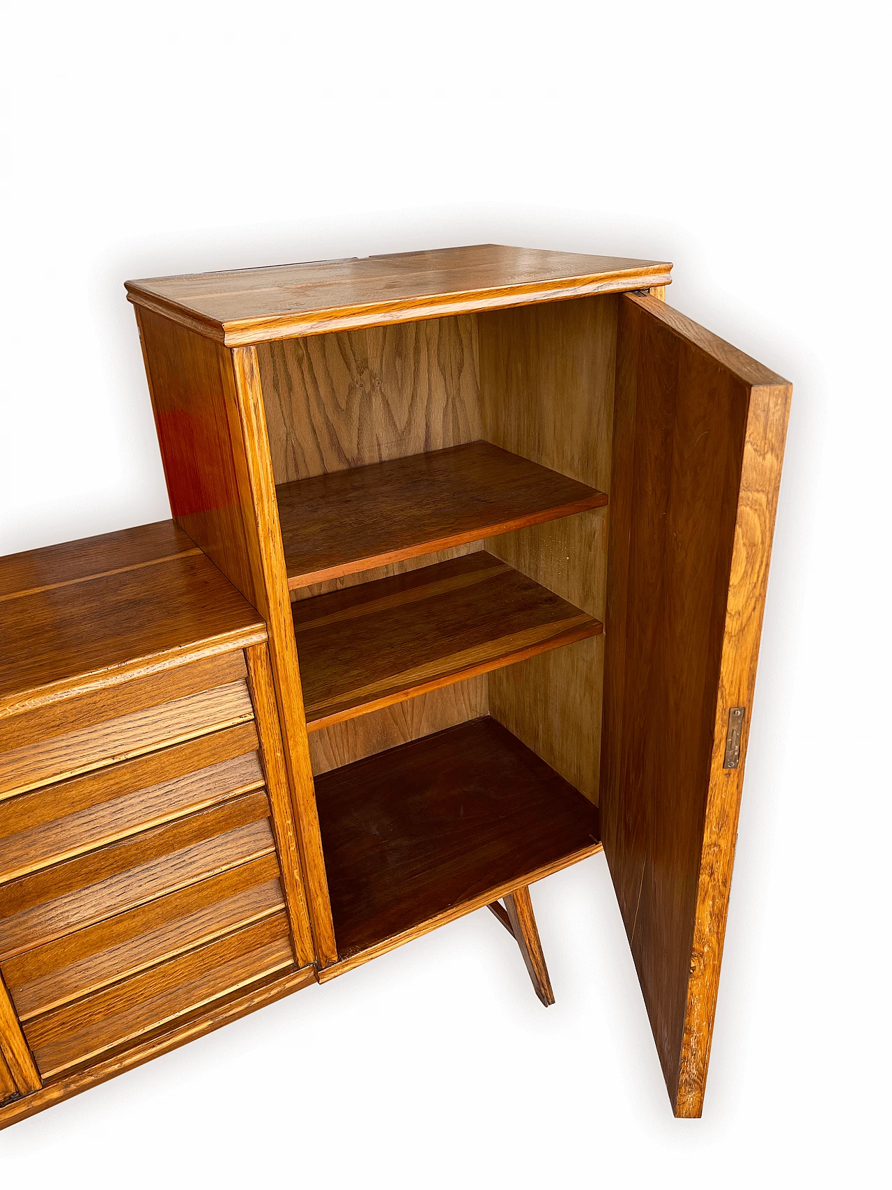 Sideboard in carved, inlaid and decorated oak, 1950s 36