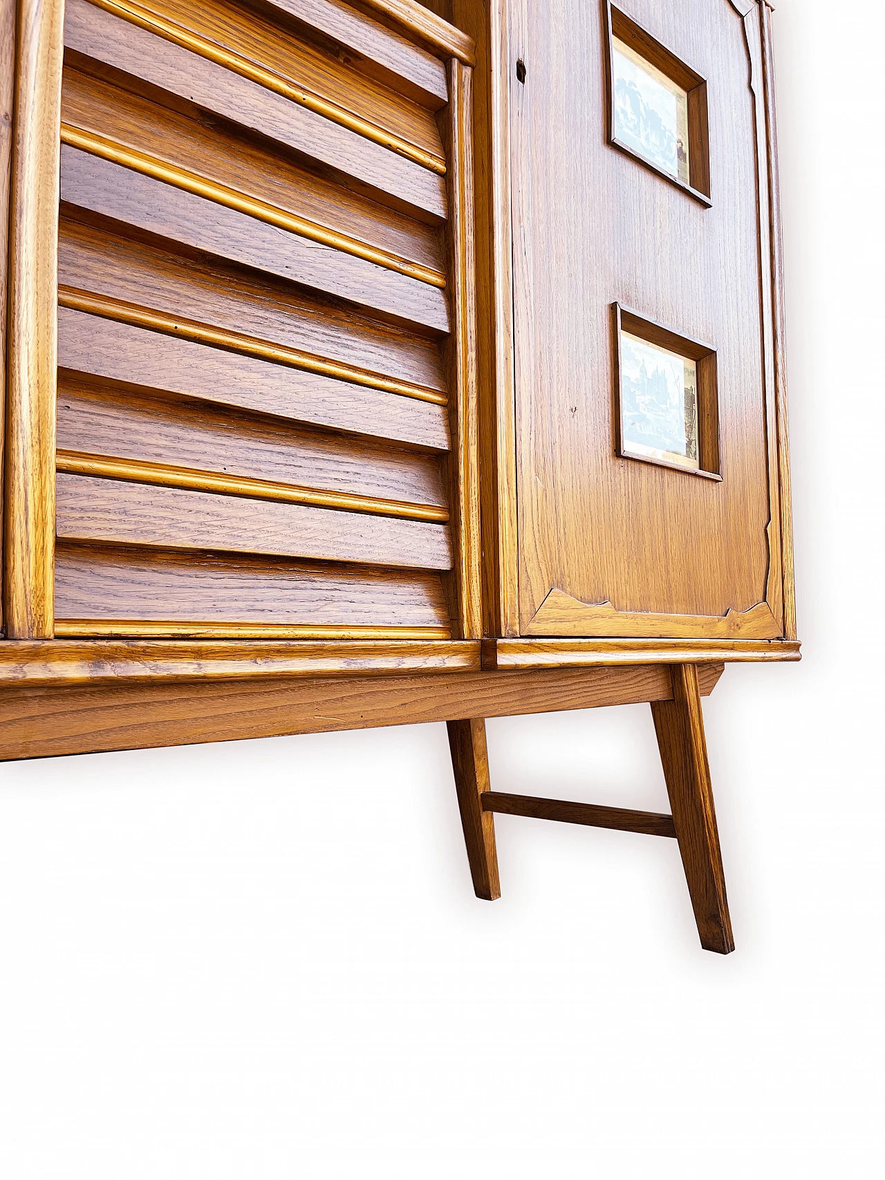 Sideboard in carved, inlaid and decorated oak, 1950s 38