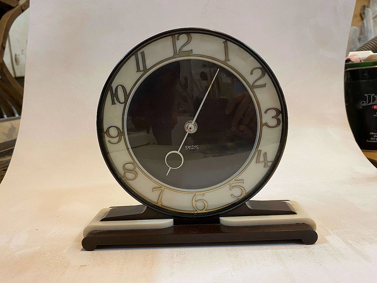 Marble and bronze table clock by Smiths 8 Day, 1930s 1