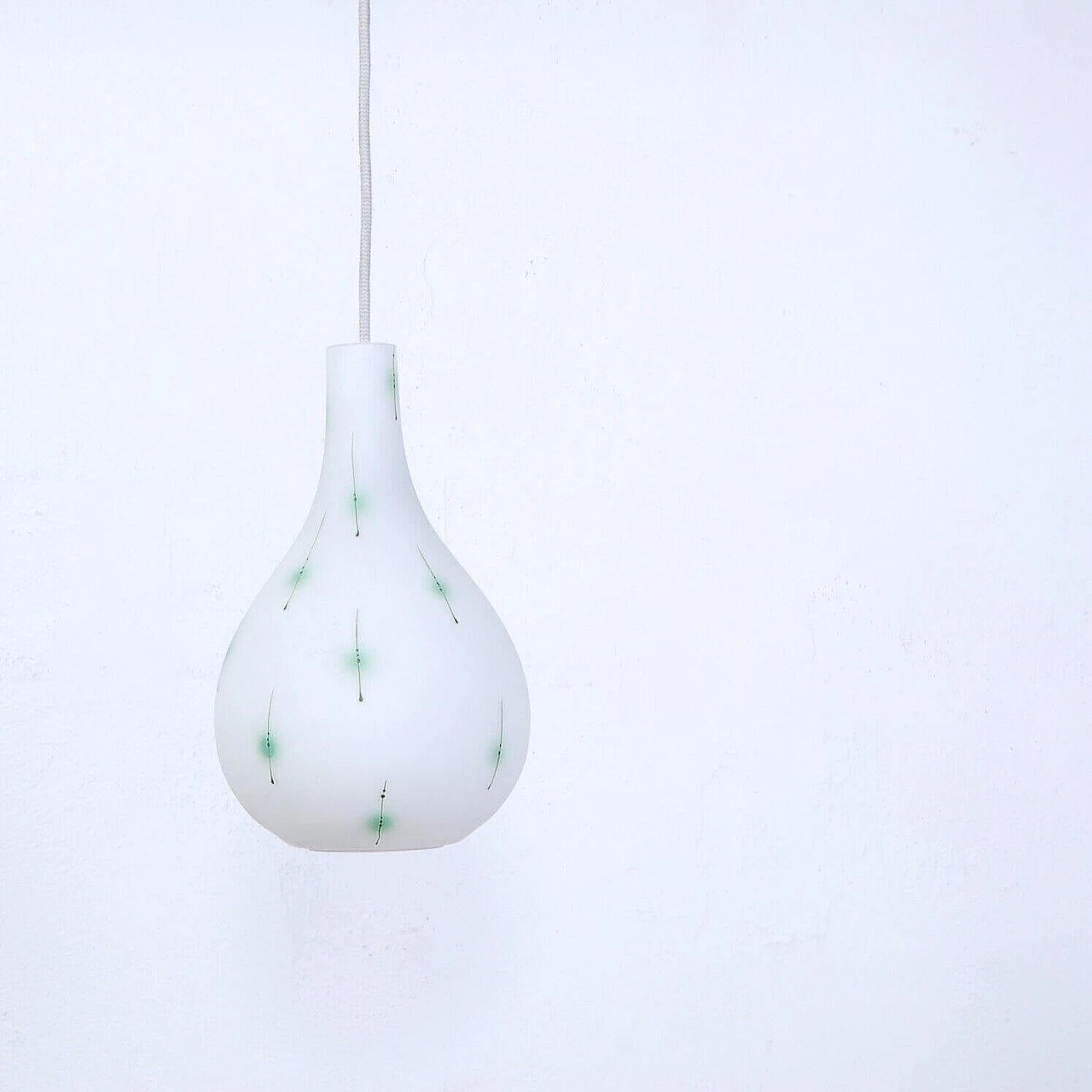 White opaline glass drop chandelier, 1960s 4