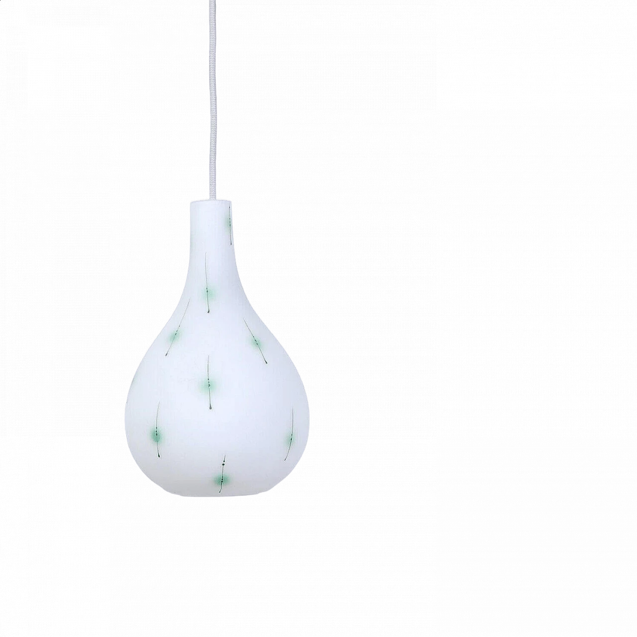 White opaline glass drop chandelier, 1960s 11