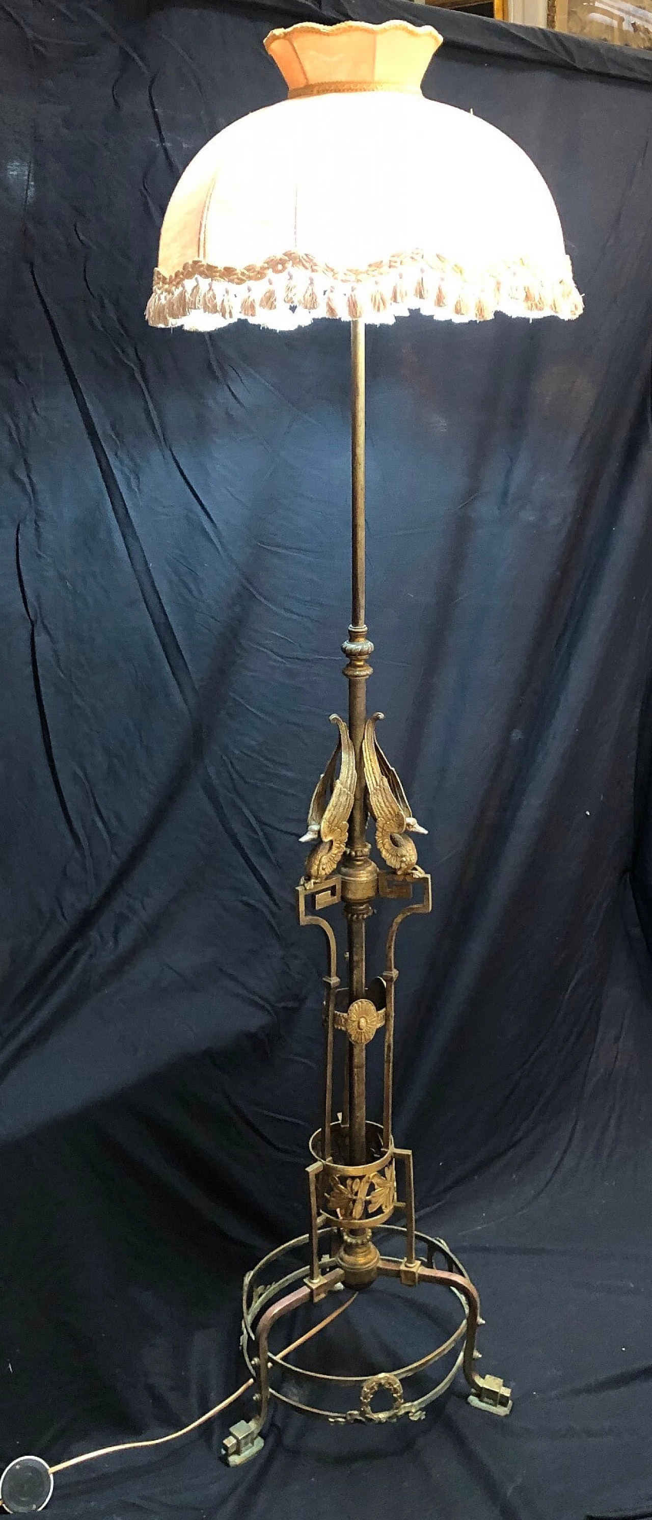 Bronze and fabric floor lamp, mid-19th century 2