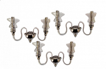 3 Two-light Murano glass wall sconce by Sylcom, 1990s