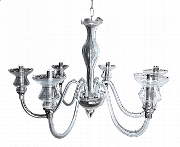 Six-light Murano glass chandelier by Sylcom, 1990s