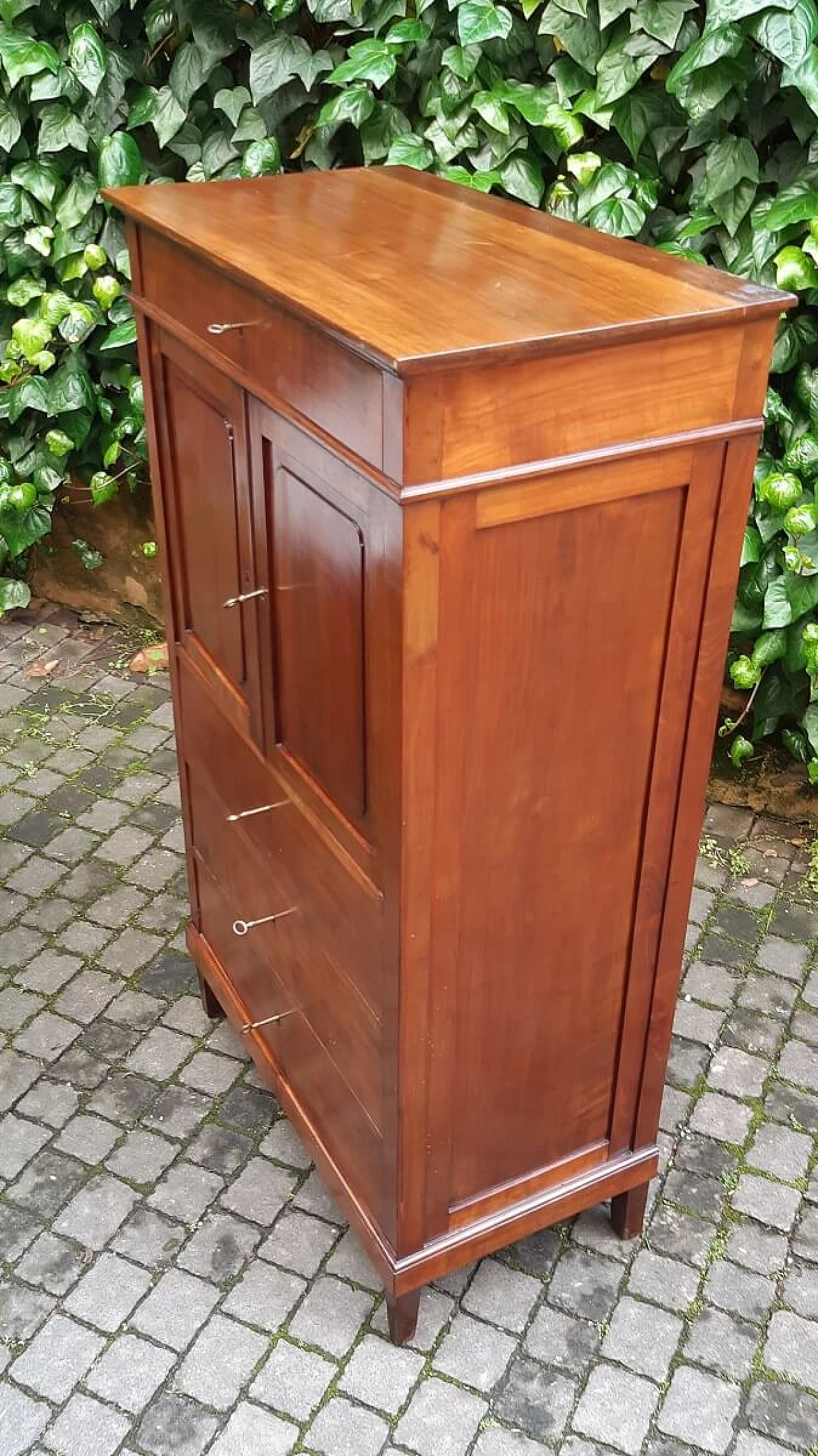 Secretaire in cherry wood with mirror, second half of the 19th century 2