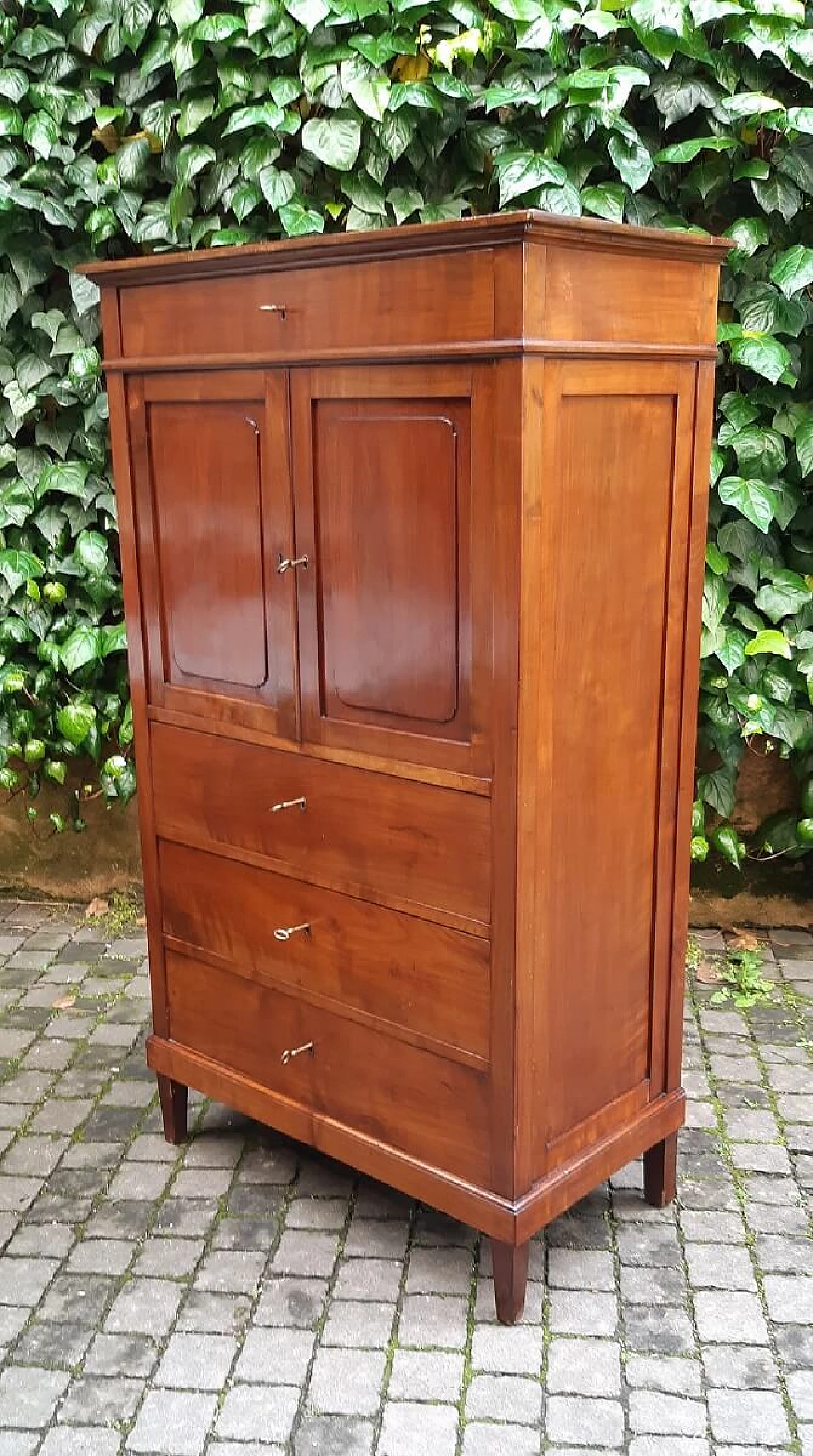 Secretaire in cherry wood with mirror, second half of the 19th century 3