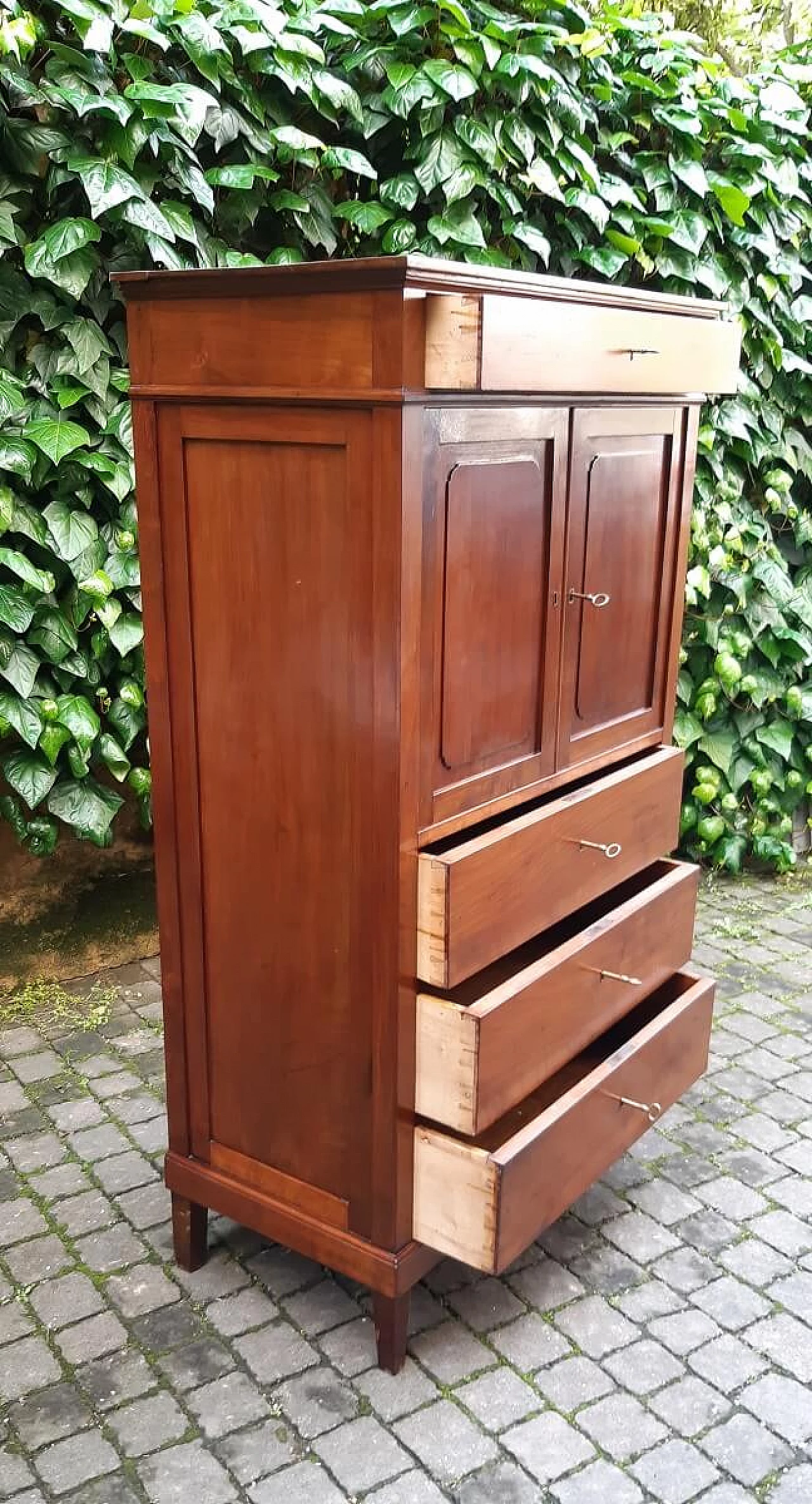 Secretaire in cherry wood with mirror, second half of the 19th century 4