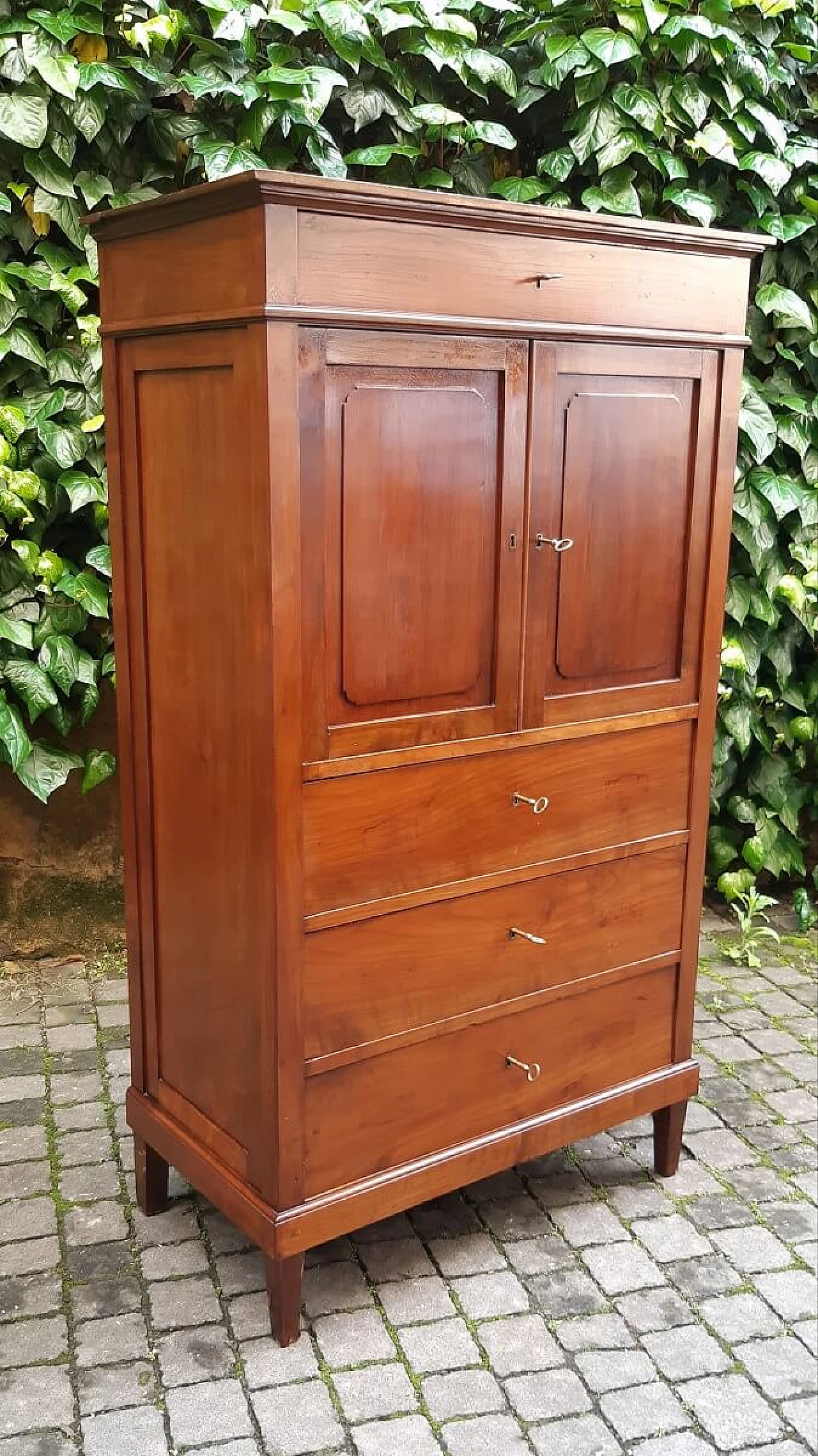 Secretaire in cherry wood with mirror, second half of the 19th century 5