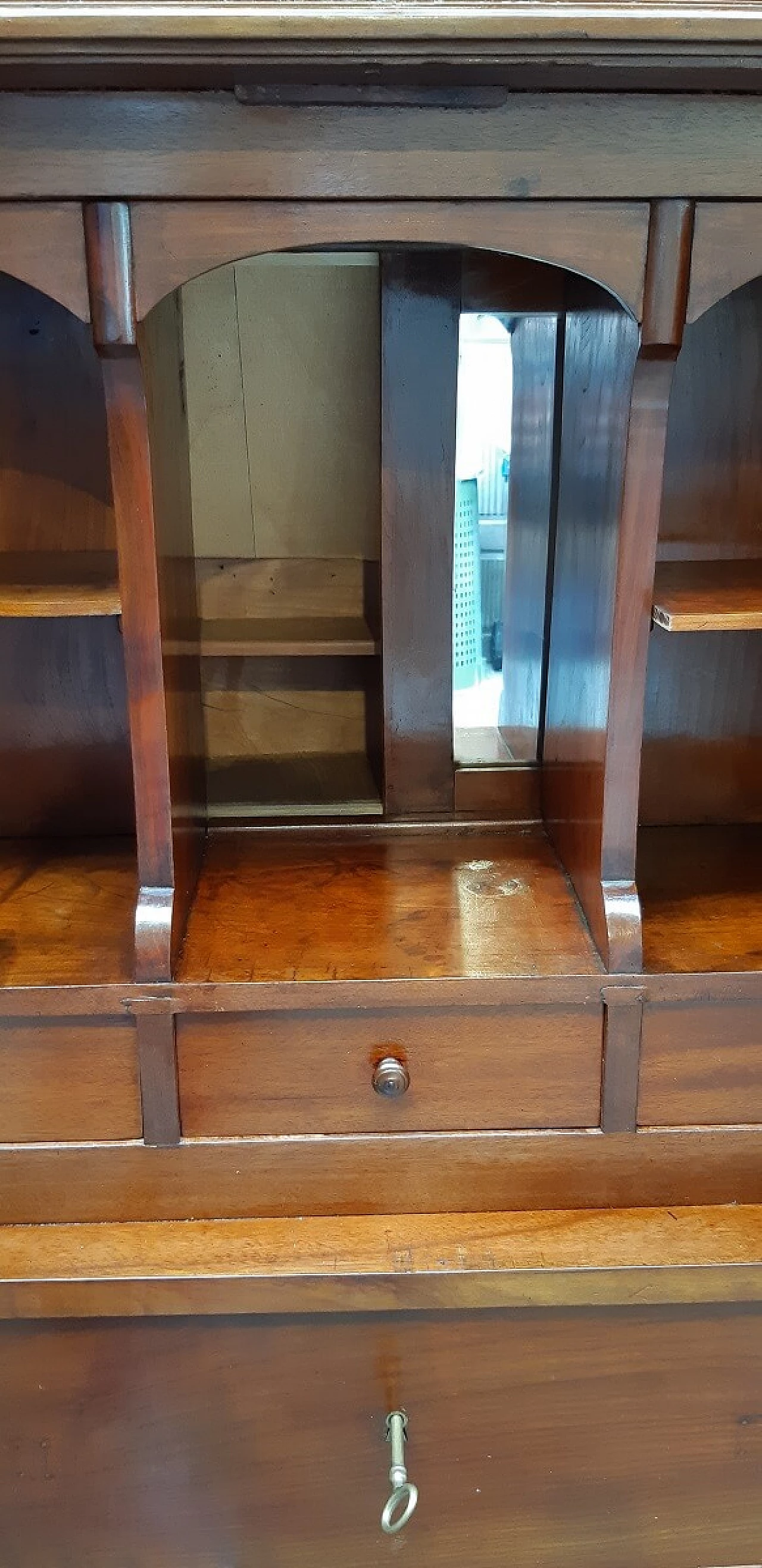 Secretaire in cherry wood with mirror, second half of the 19th century 6