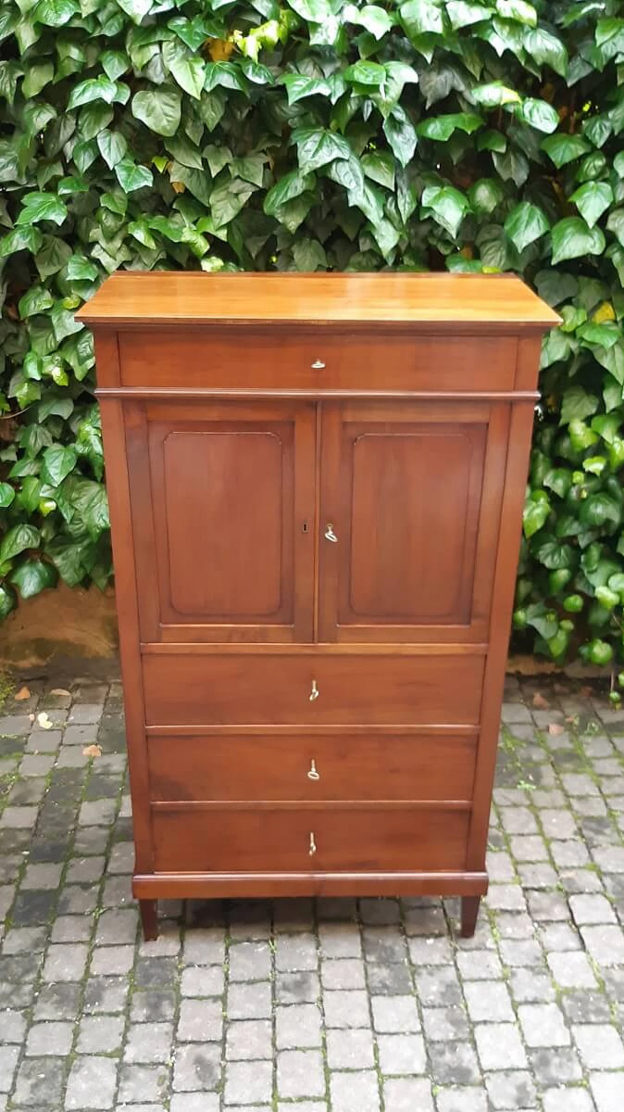 Secretaire in cherry wood with mirror, second half of the 19th century 9