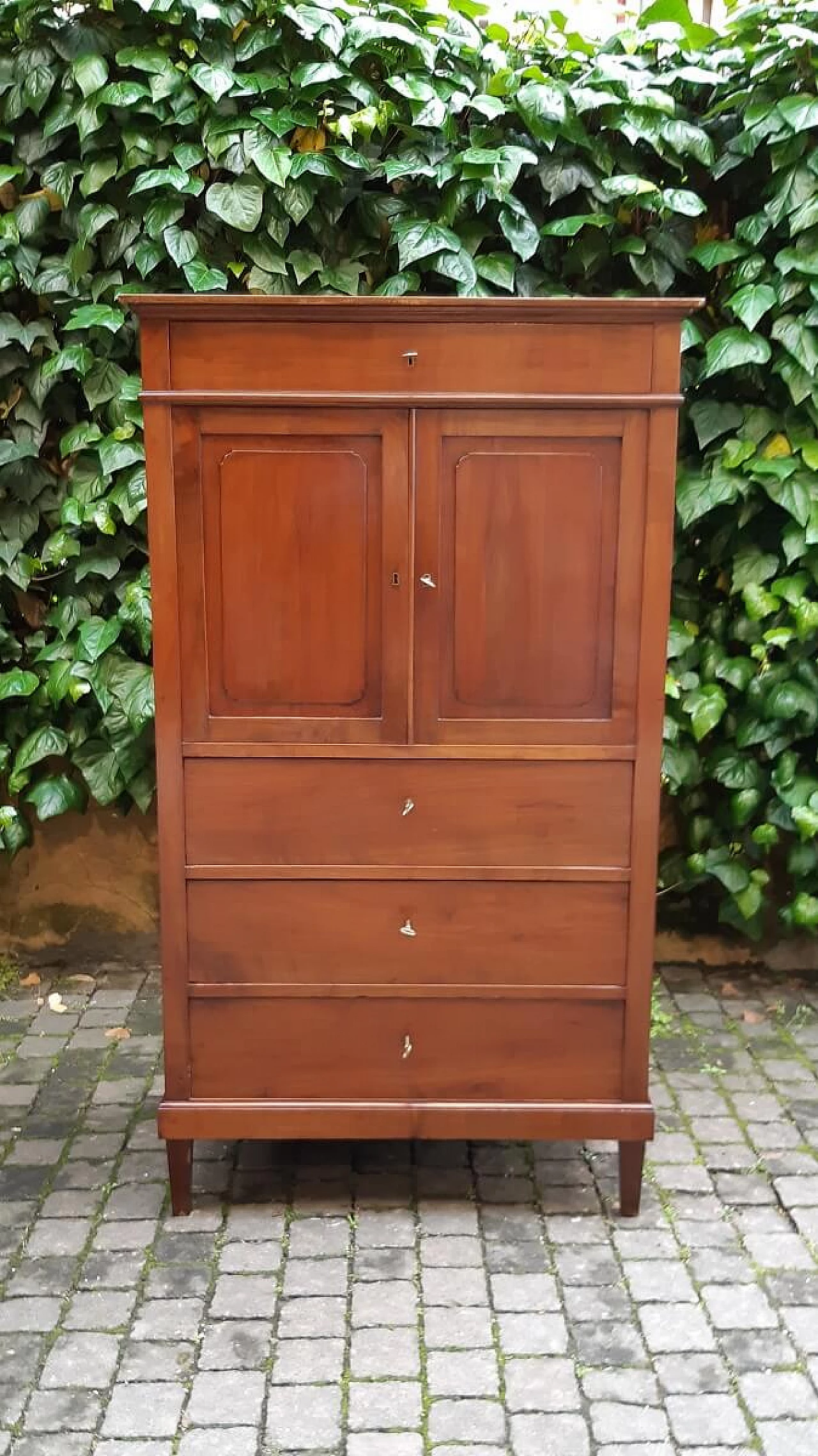 Secretaire in cherry wood with mirror, second half of the 19th century 10