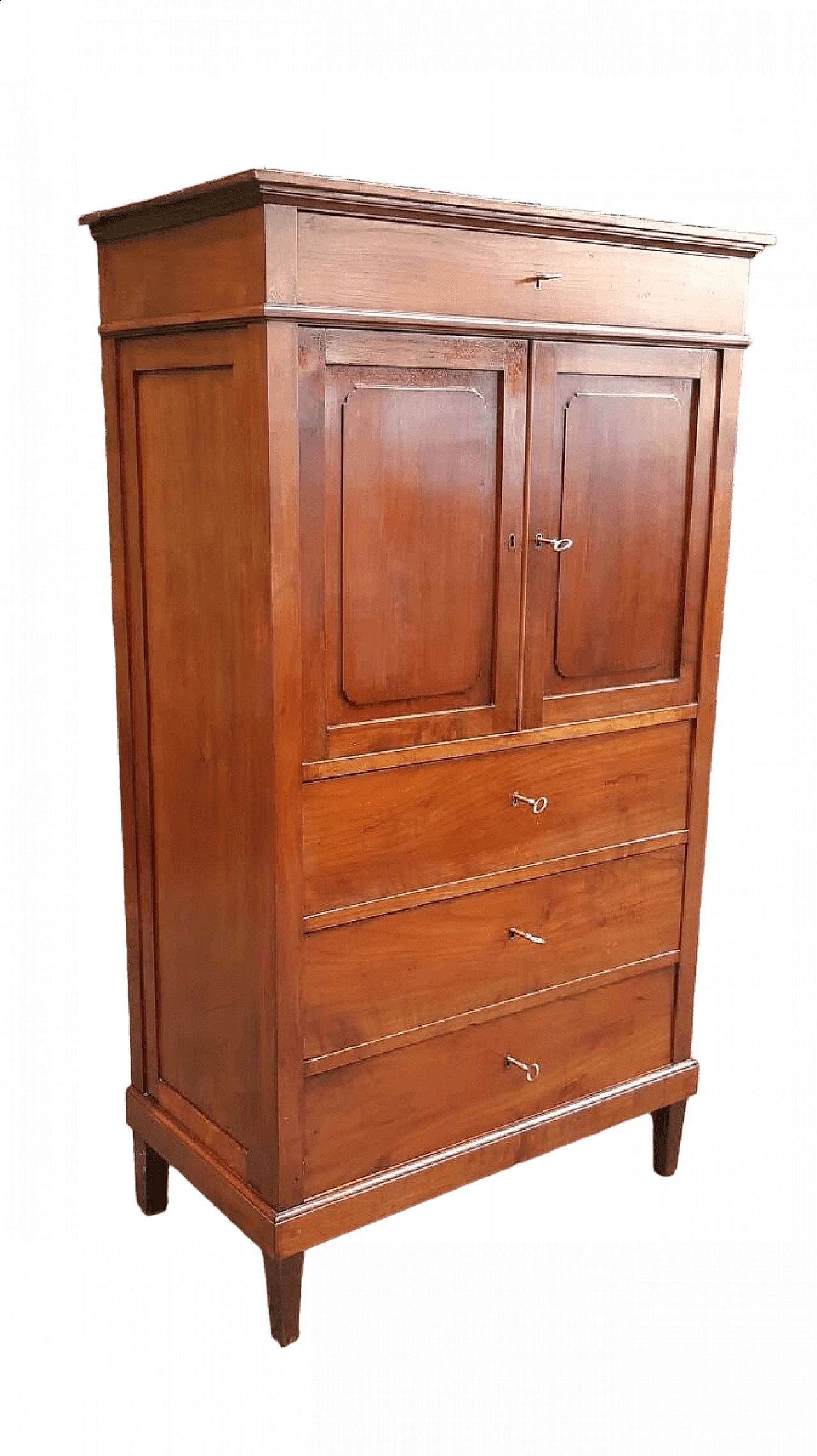 Secretaire in cherry wood with mirror, second half of the 19th century 11