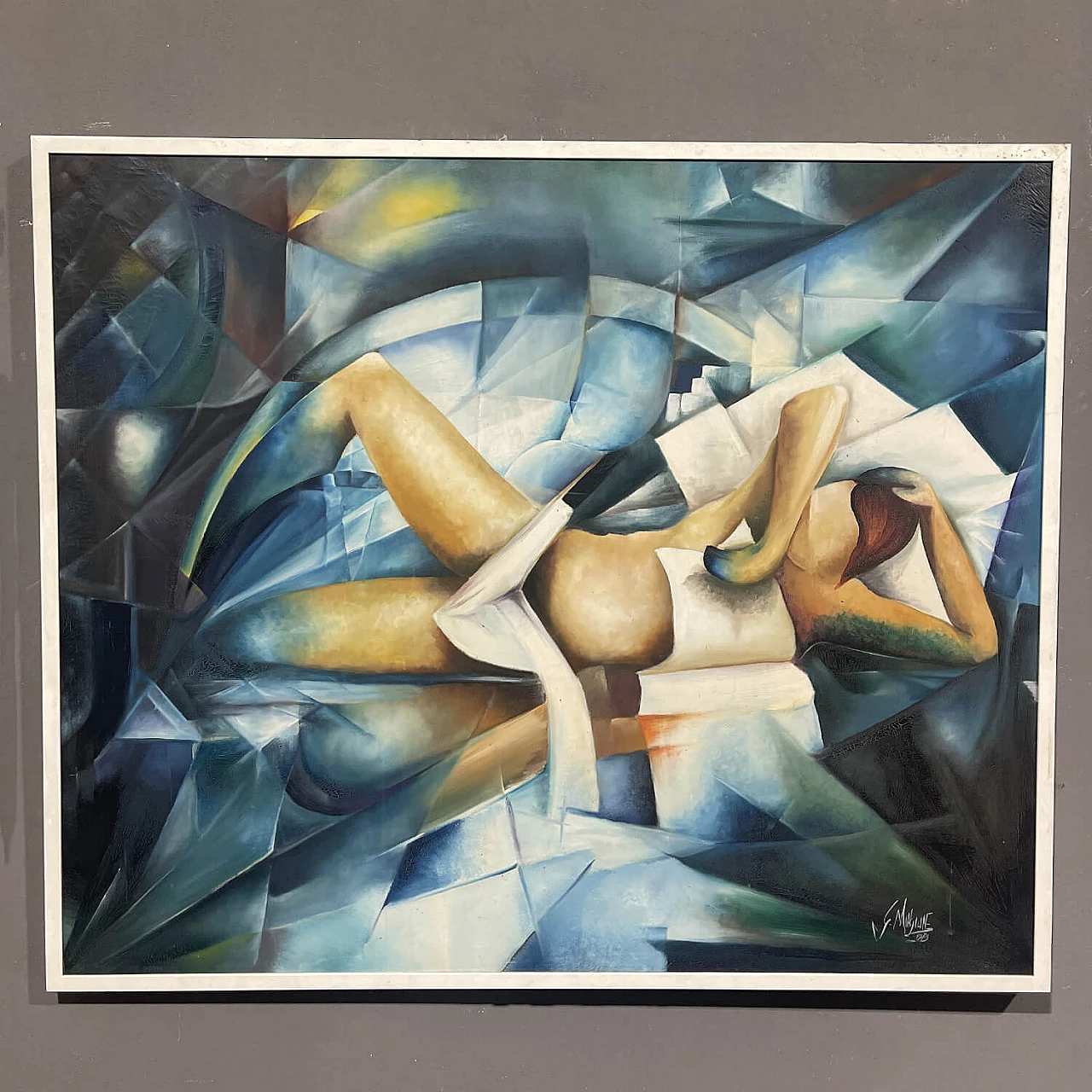 Cubist lying figure, oil painting on canvas, 1971 4