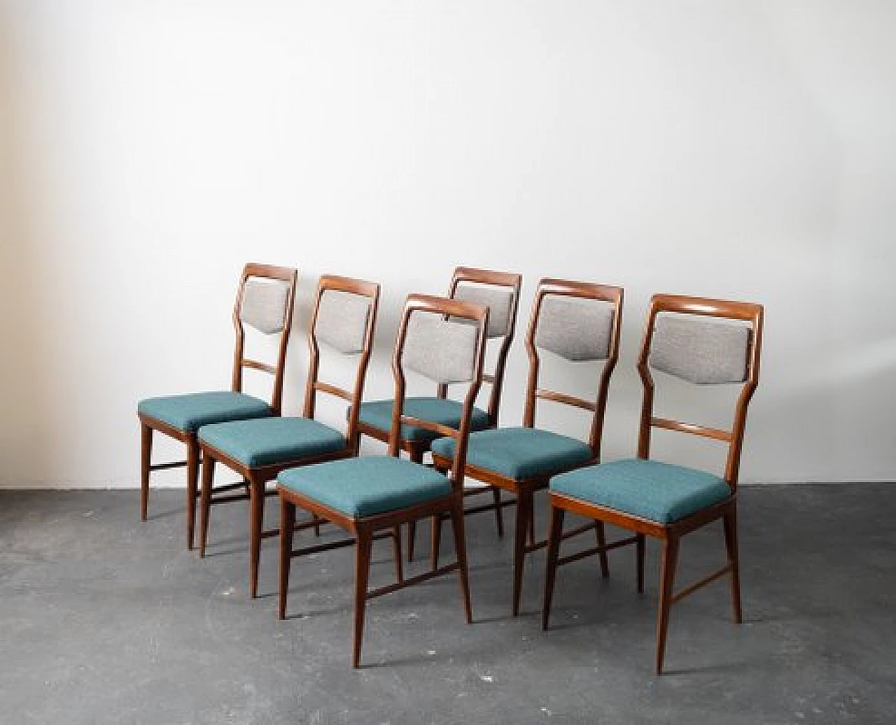 6 Teak dining chairs by La Permanente Mobili Cantù, 1950s 11