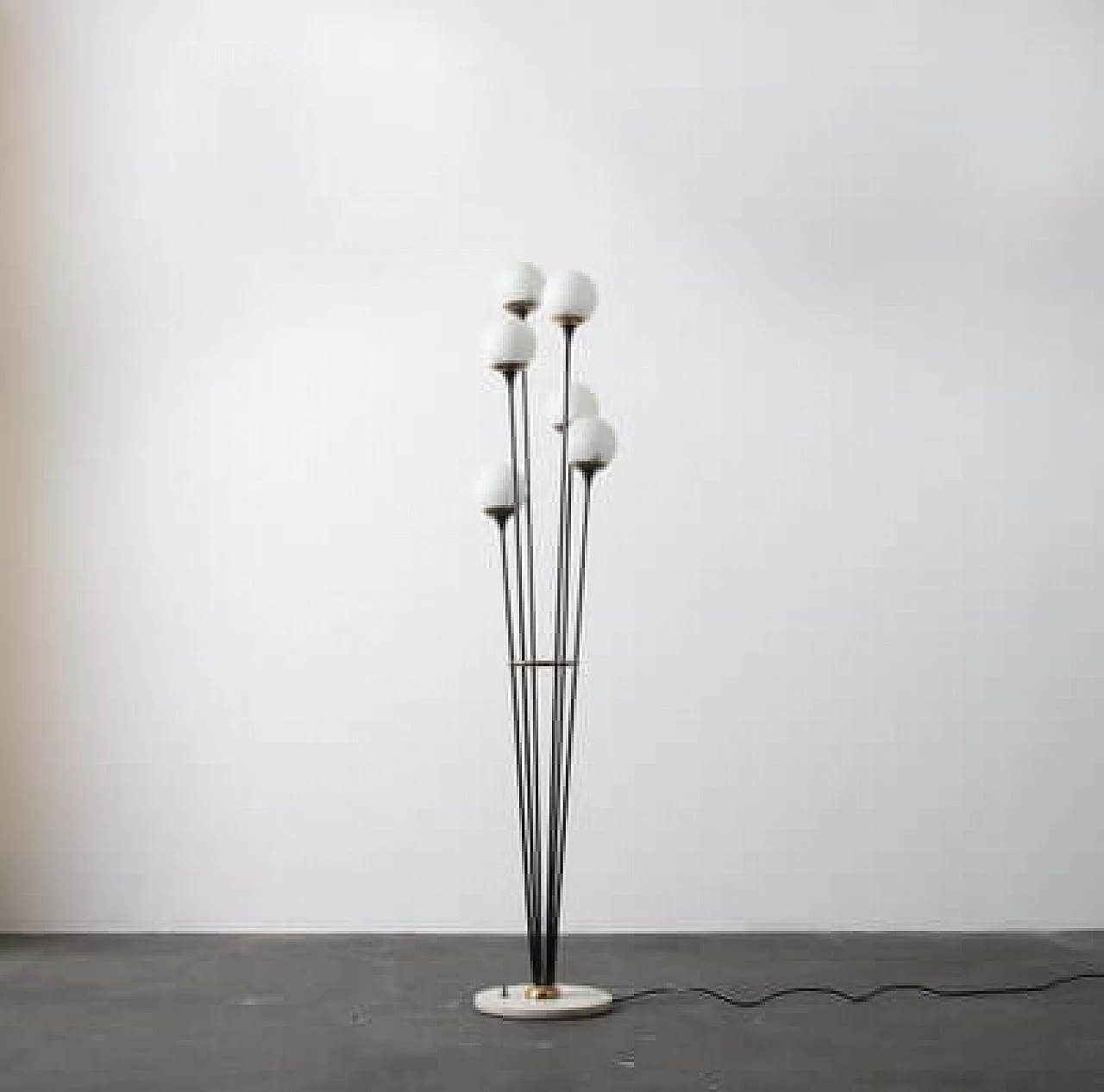 Marble, brass and glass floor lamp by Stilnovo, 1950s 1
