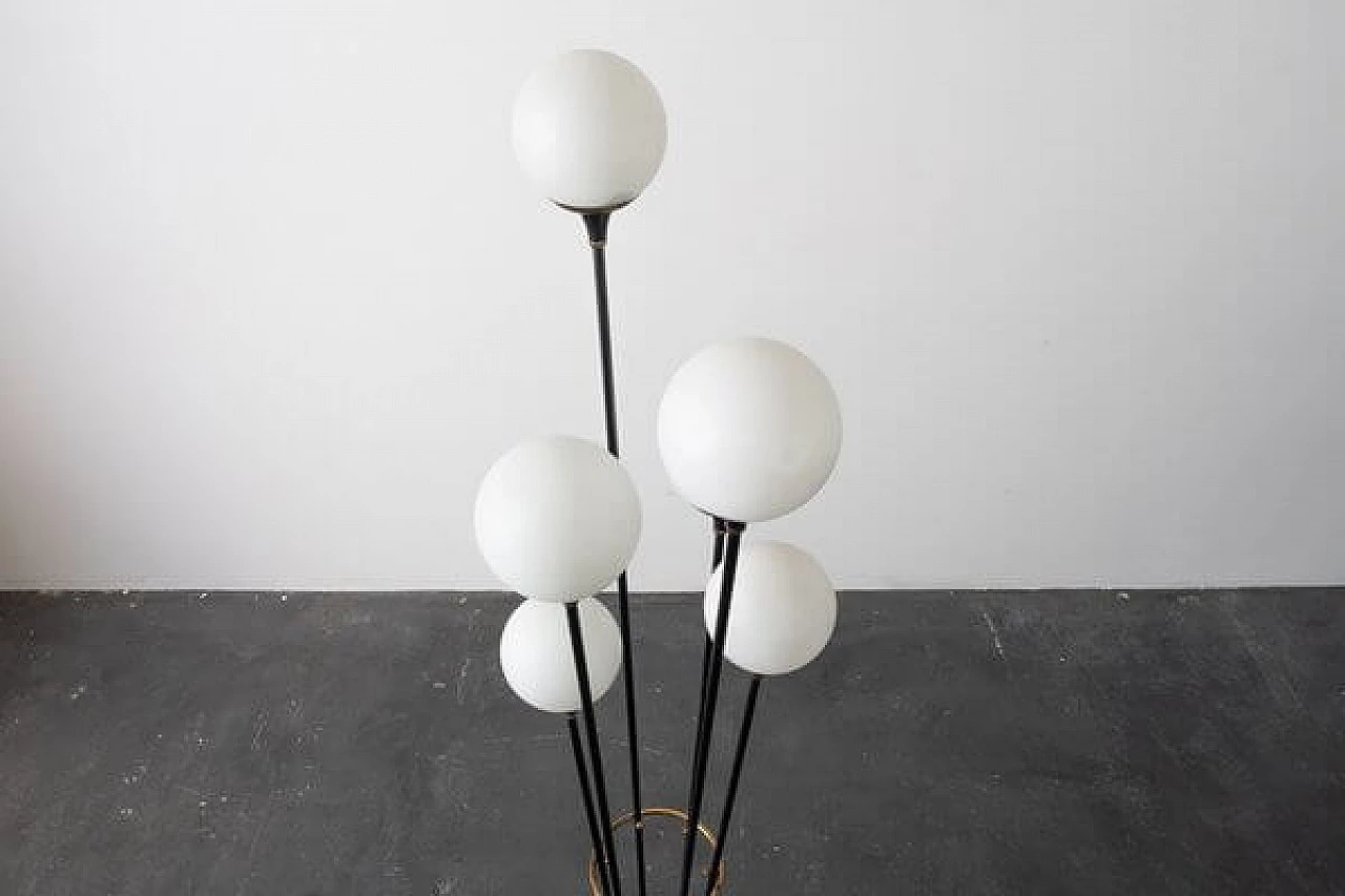 Marble, brass and glass floor lamp by Stilnovo, 1950s 8